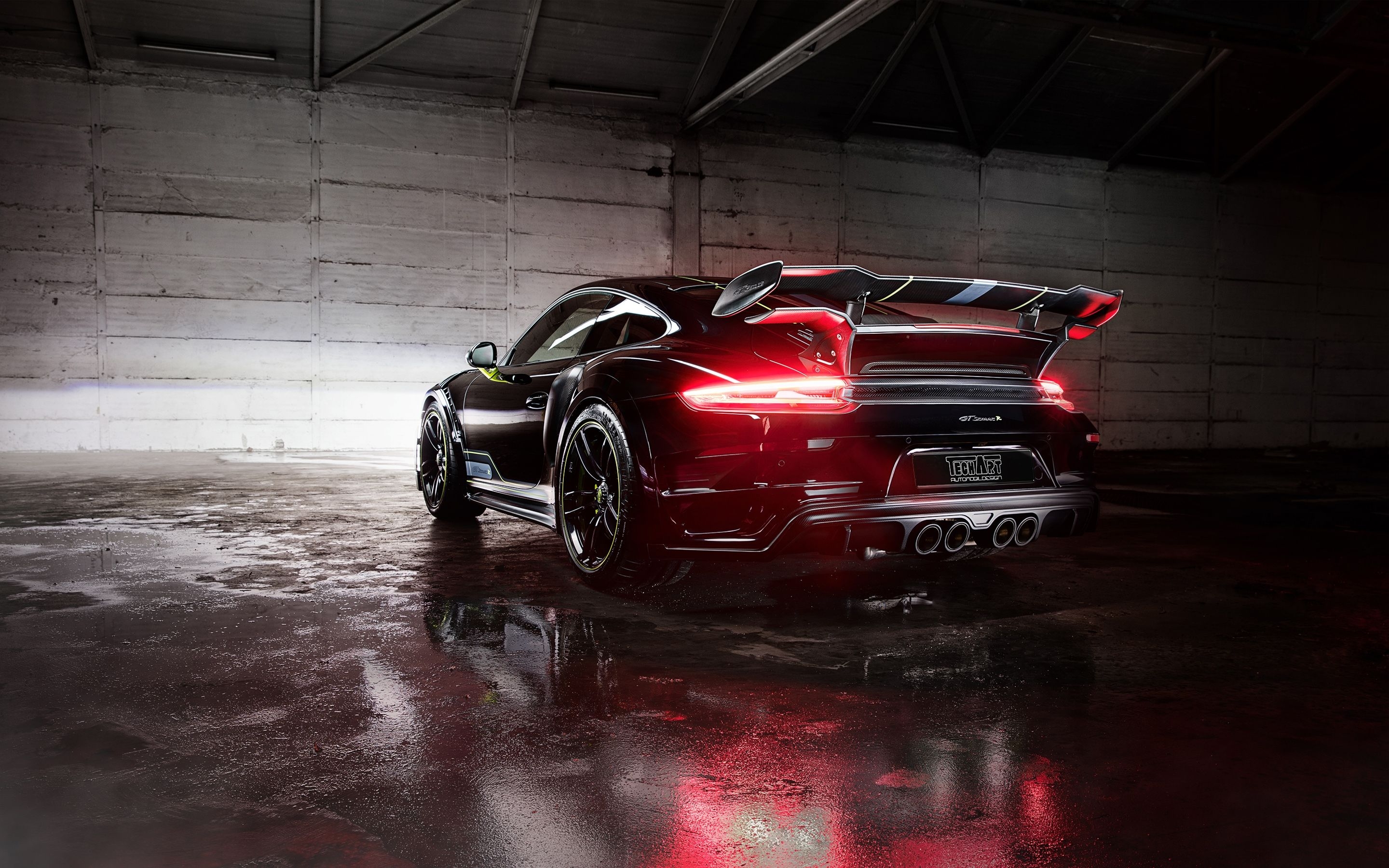 2880x1800 Download  Porsche 911 Turbo Gt, Back View, Black, Desktop