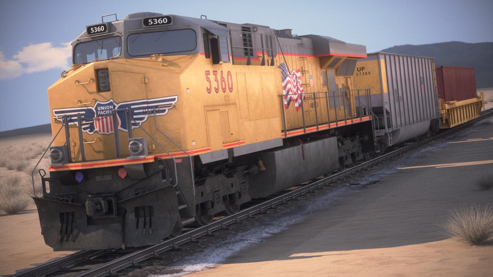 1600x900 Modern Union Pacific Train 3D Model, Desktop