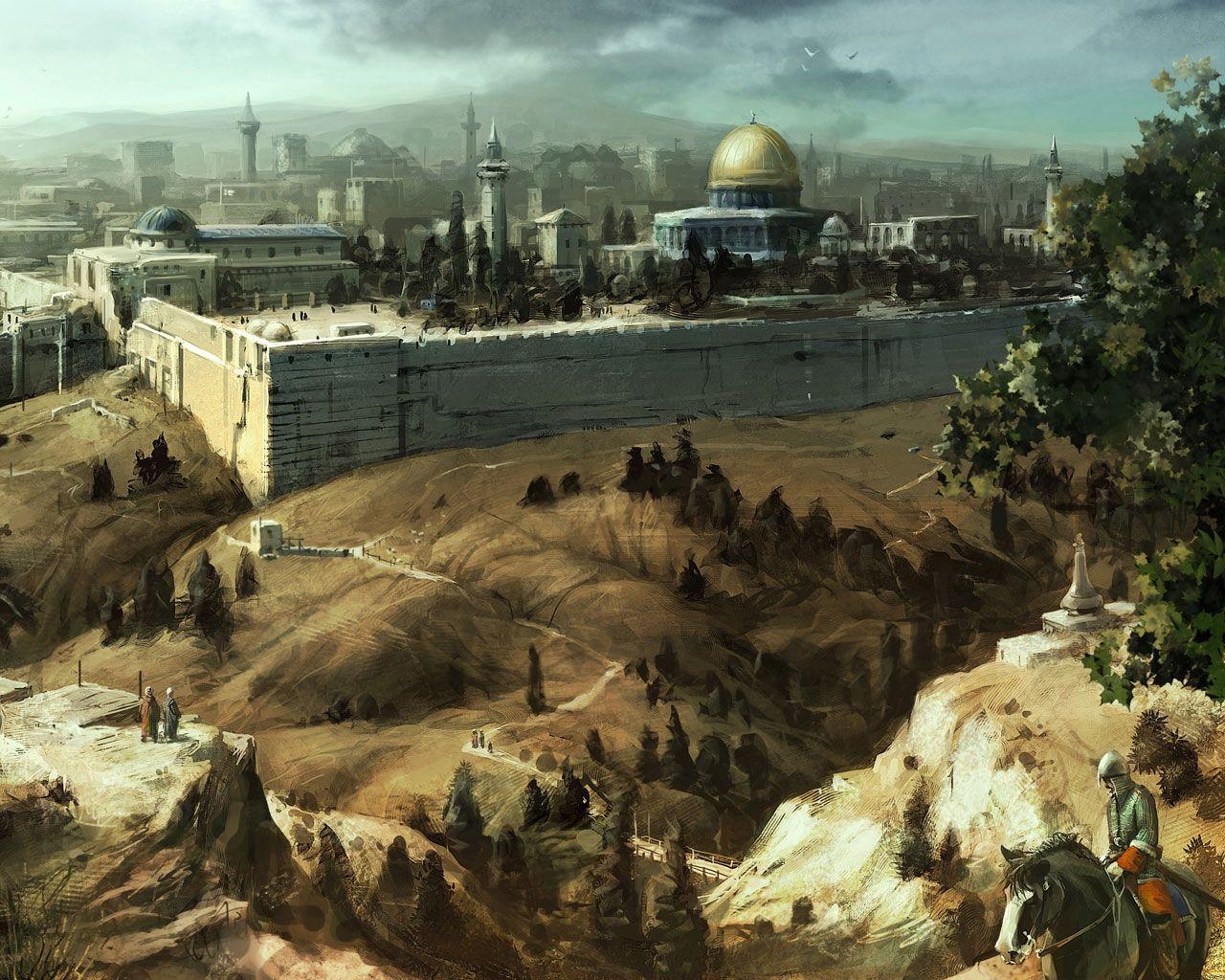 1280x1030 Jerusalem during the Crusades Creed 1 concept art, Desktop