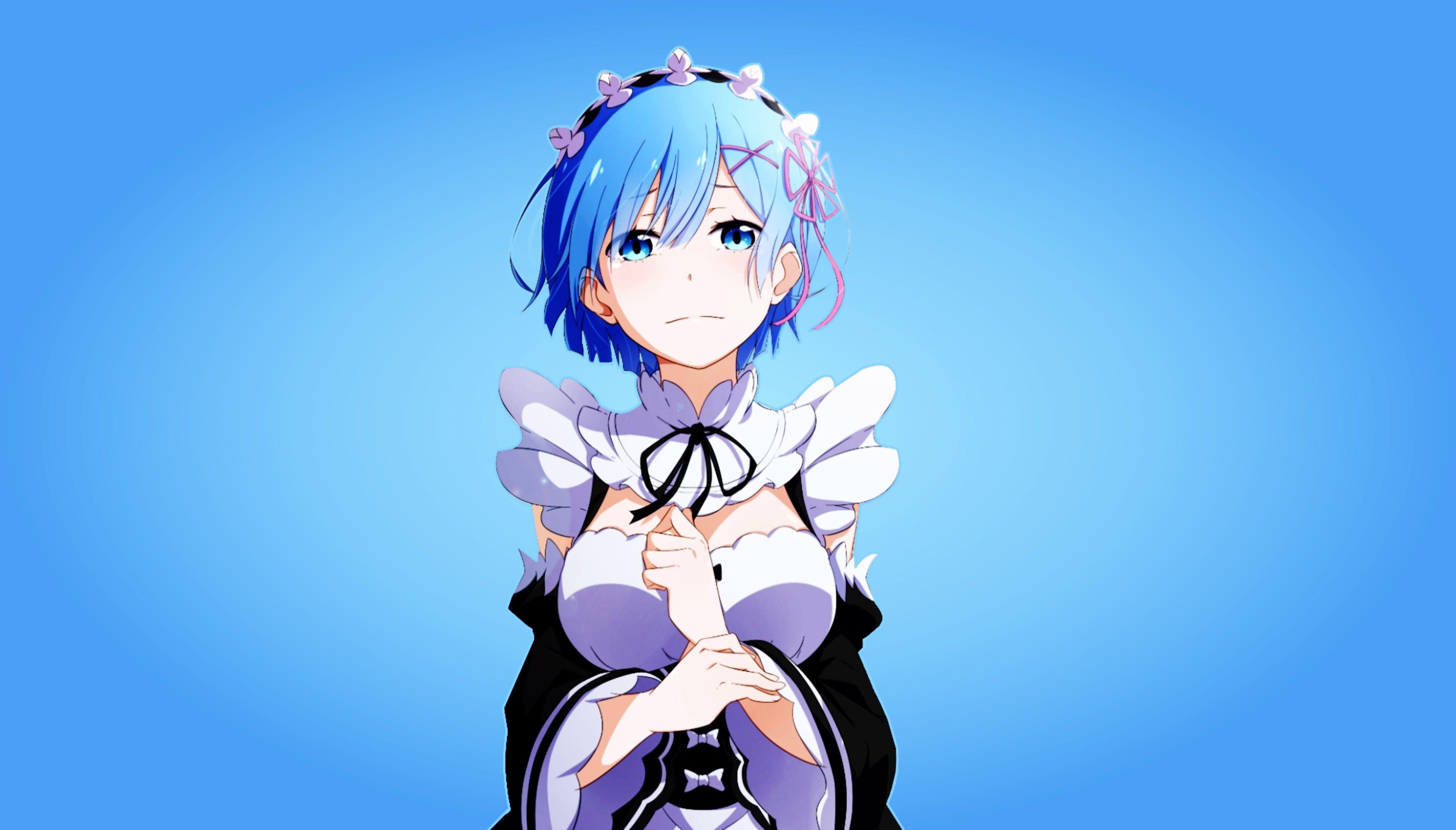 3840x2190 Blue Haired Female Anime Character Wallpaper, Rem Re: Zero, Desktop