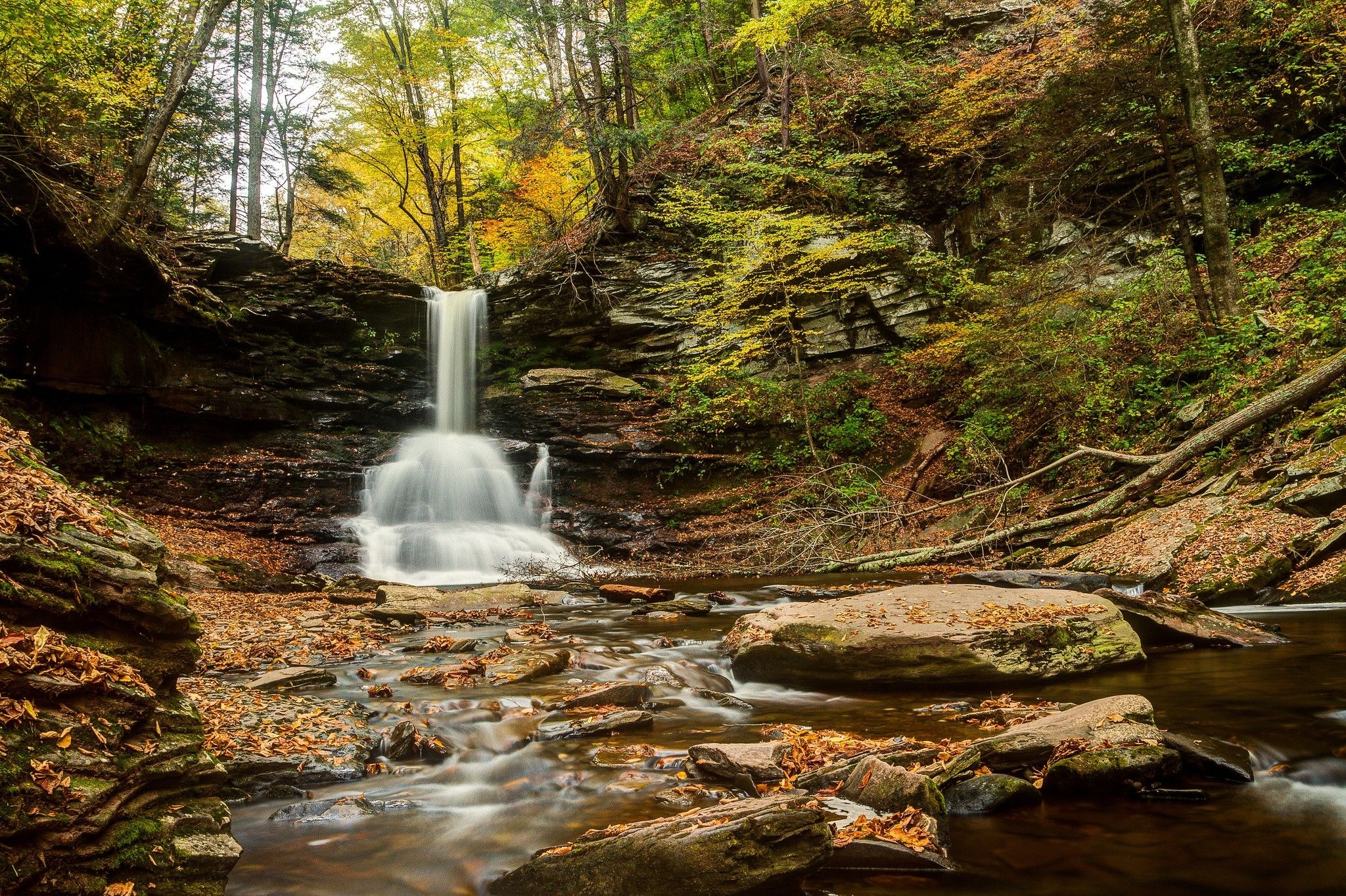 2050x1370 Waterfalls: Pennsylvania Park Forest Glen Ricketts Autumn, Desktop