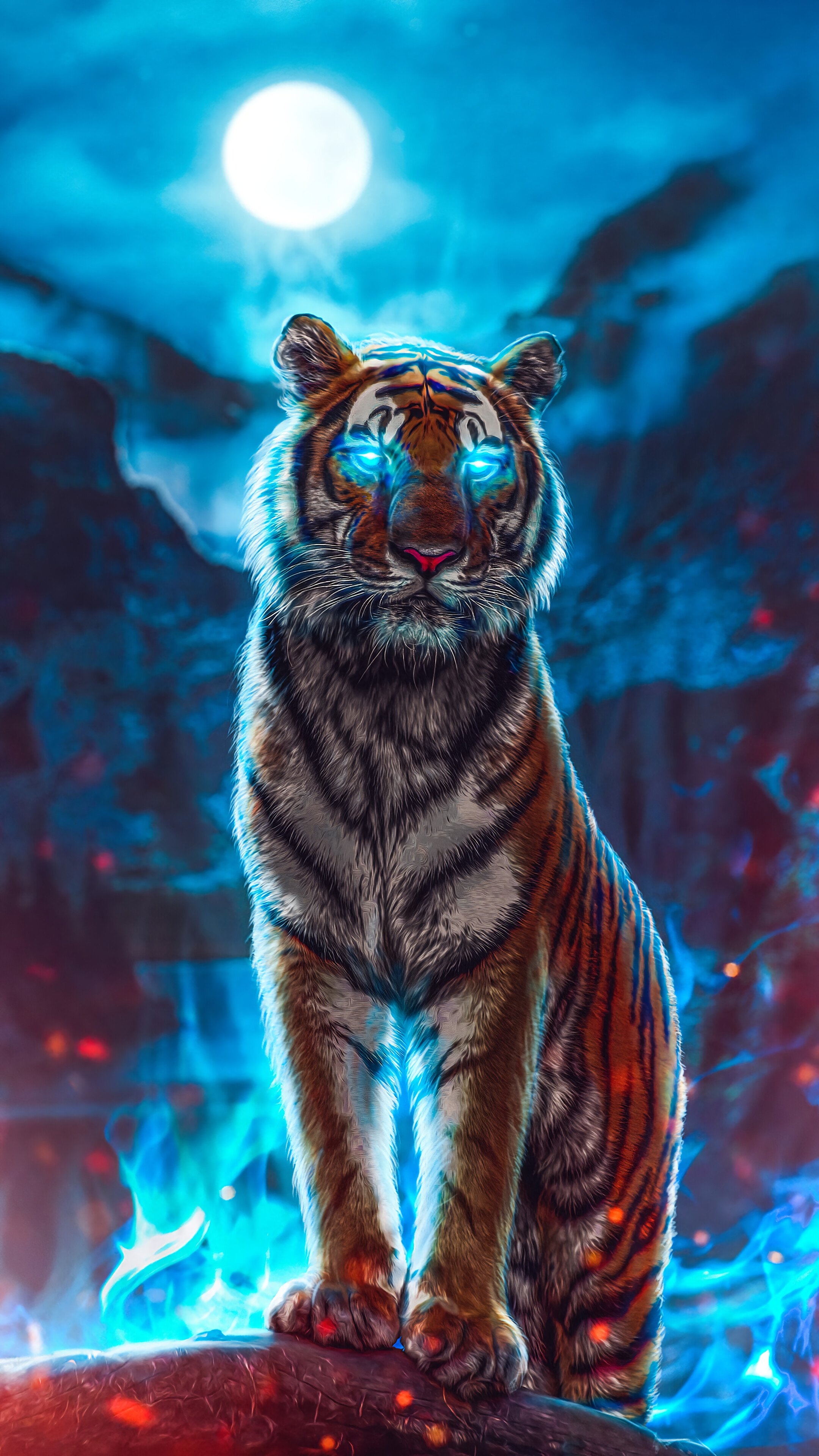 2160x3840 Tiger, Glowing, Eyes, 4K phone HD Wallpaper, Image, Background, Photo and Picture. Mocah HD Wallpaper, Phone