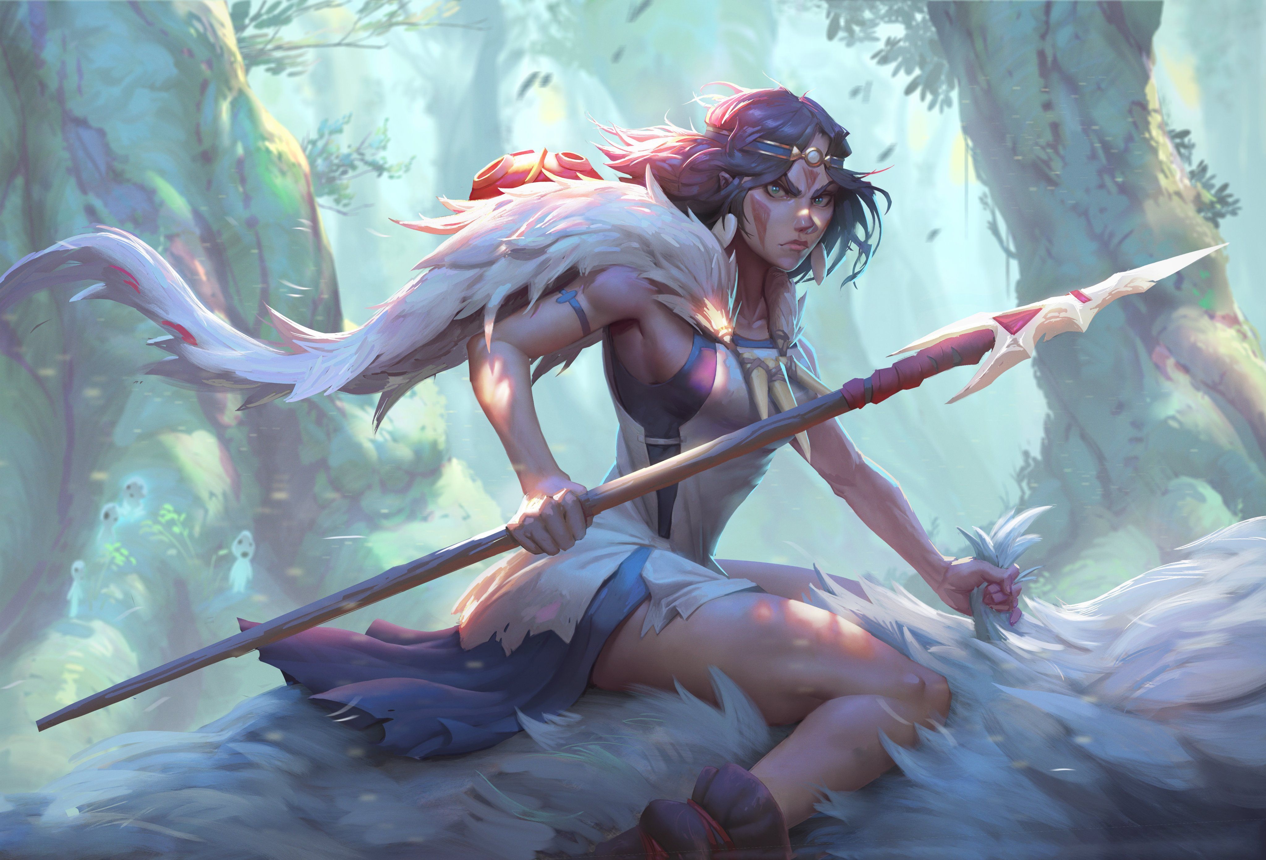 4100x2790 Princess Mononoke Warrior Art 4k, HD Anime, 4k Wallpaper, Image, Background, Photo and Picture, Desktop