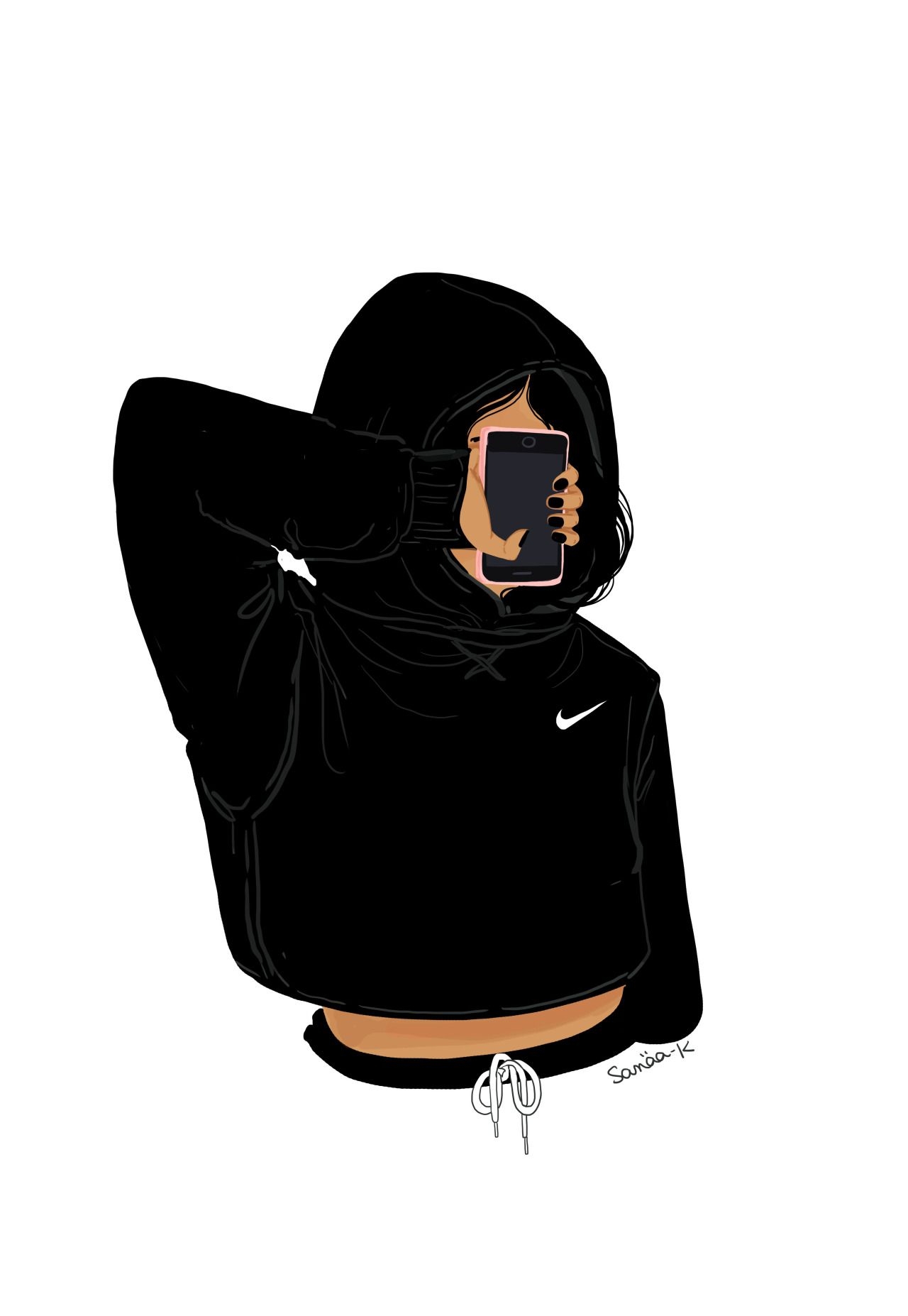 1280x1860 iPhone Drawing With A Hoodie HD Wallpaper, Phone