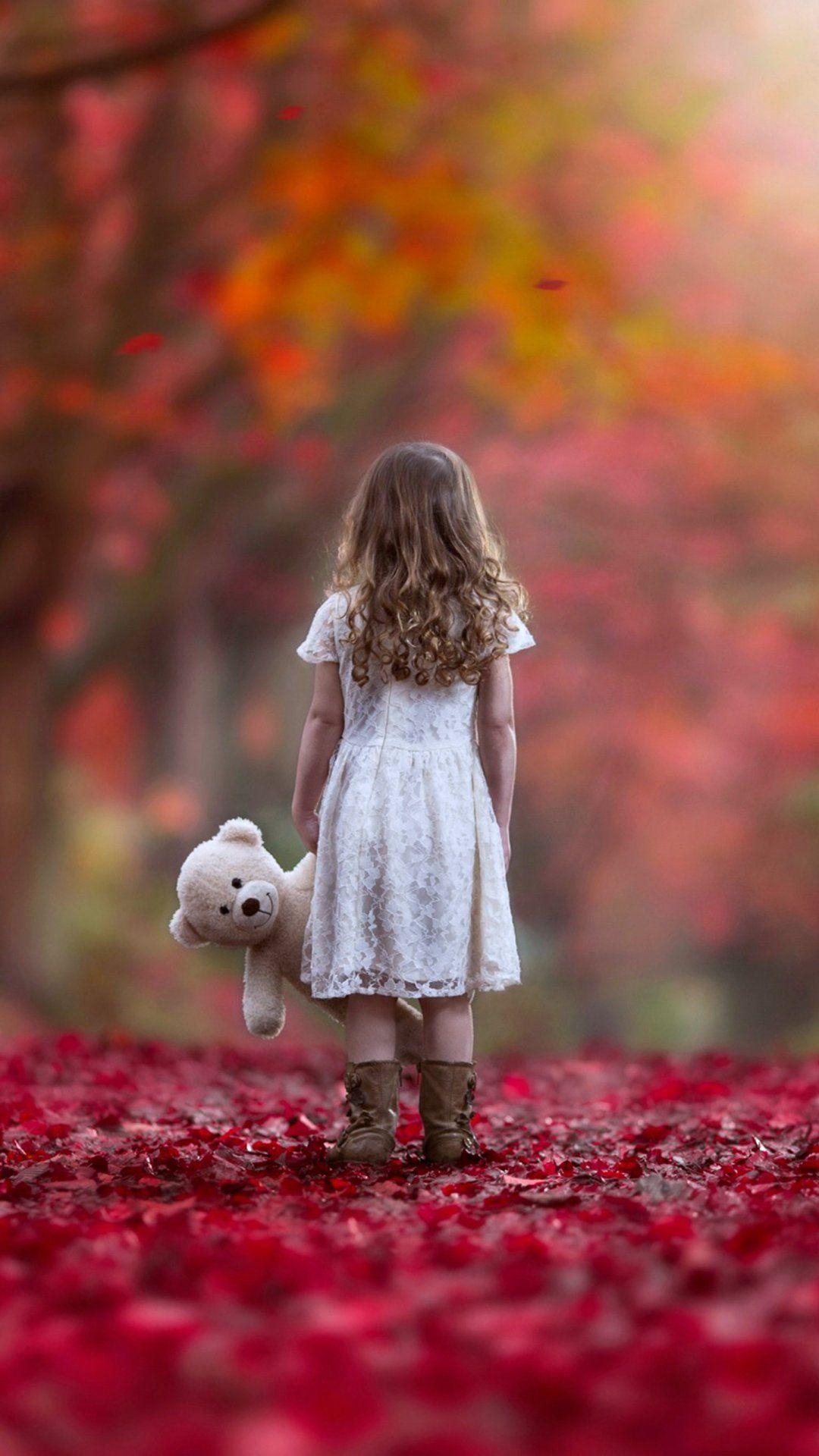 1080x1920 Autumn Sad Lonely Little Girl Wallpaper, Phone