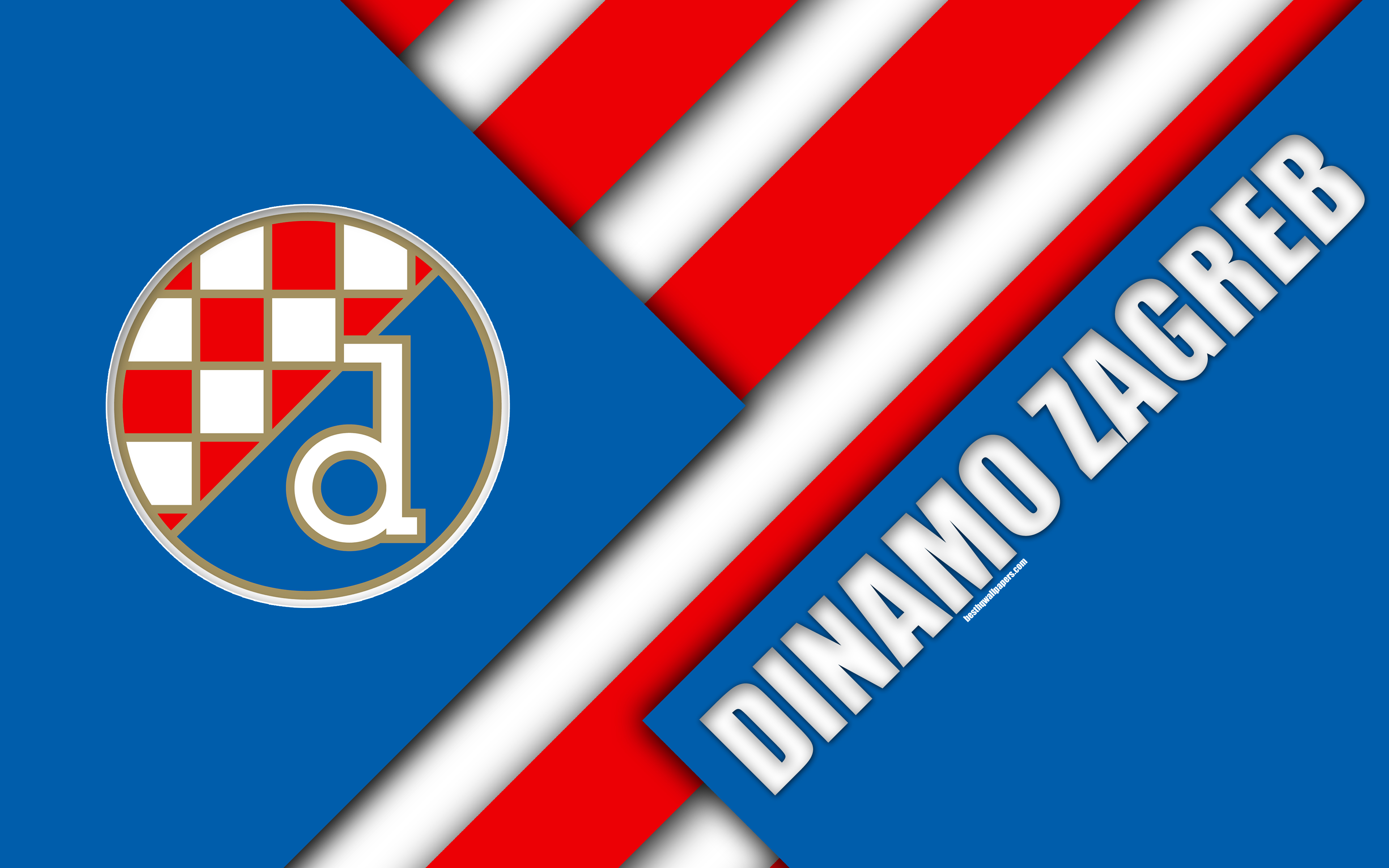 3840x2400 Download wallpaper GNK Dinamo Zagreb, 4k, blue white abstraction, Desktop