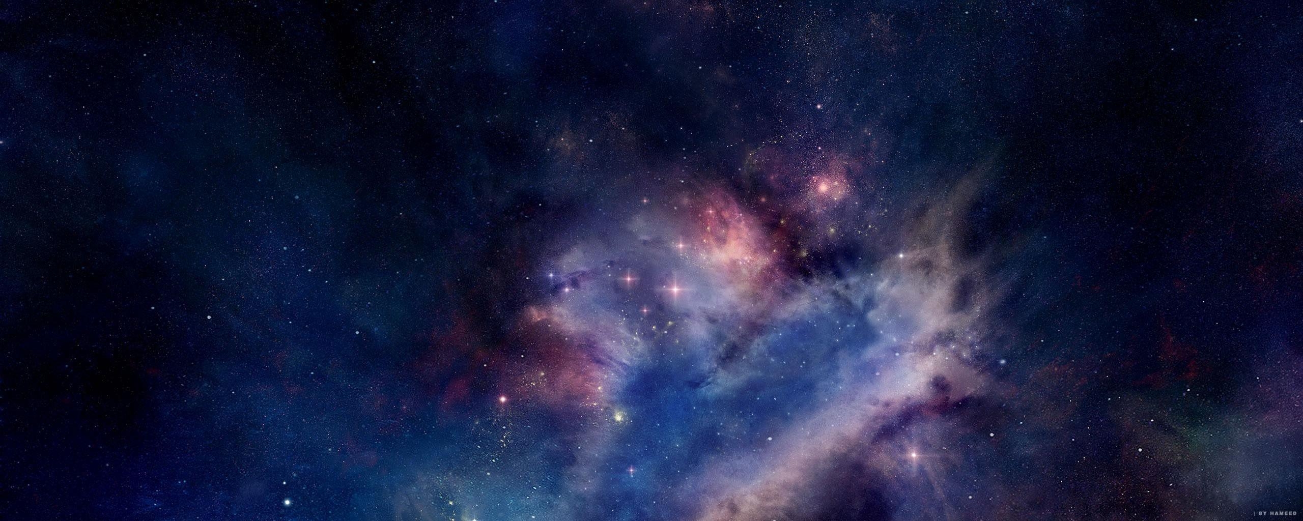 2560x1030 cosmic wallpaper, Dual Screen