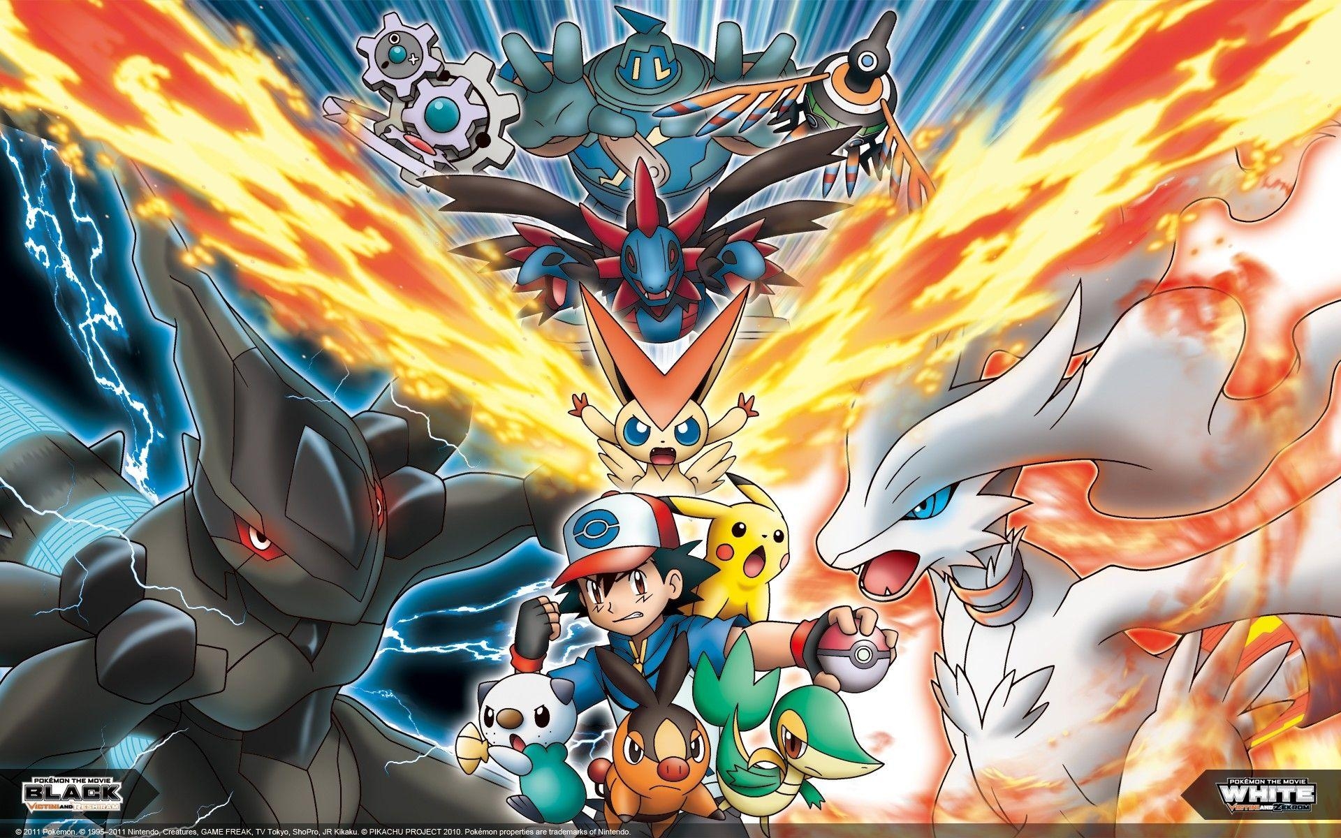 1920x1200 pokemon pikachu ash ketchum tepig oshawott snivy reshiram victini, Desktop