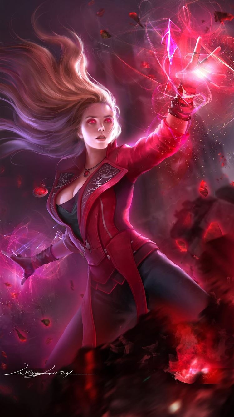 750x1340 red eyes glowing eyes Scarlet Witch, Phone