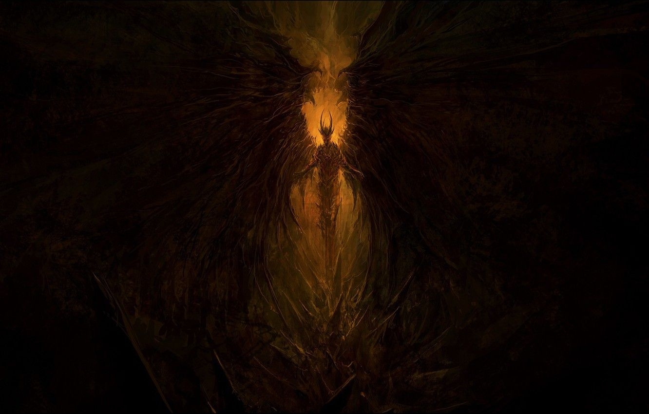 1340x850 Wallpaper darkness, wings, the demon, dark, demon, Hell, the devil, devil, hell image for desktop, section разное, Desktop