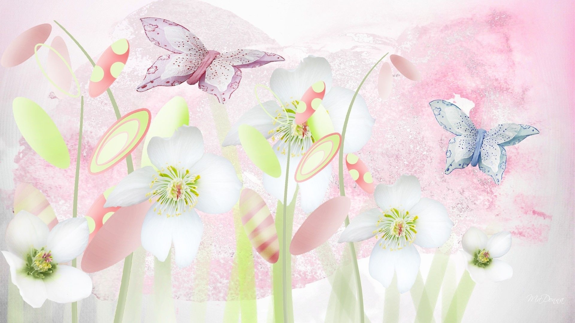 1920x1080 Pastel Flowers Butterflies Wallpaper Free Pastel Flowers Butterflies Background, Desktop