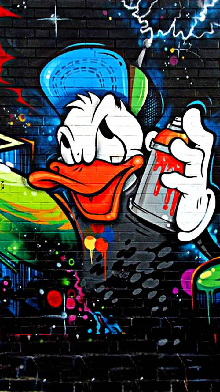 720x1280 Download Donald Duck Wall Graffiti, Phone