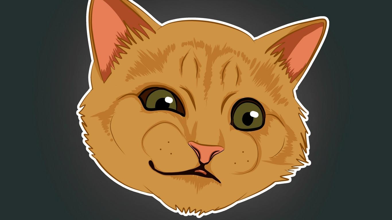 1370x770 Download wallpaper  cat, emotions, funny, art, meme, Desktop