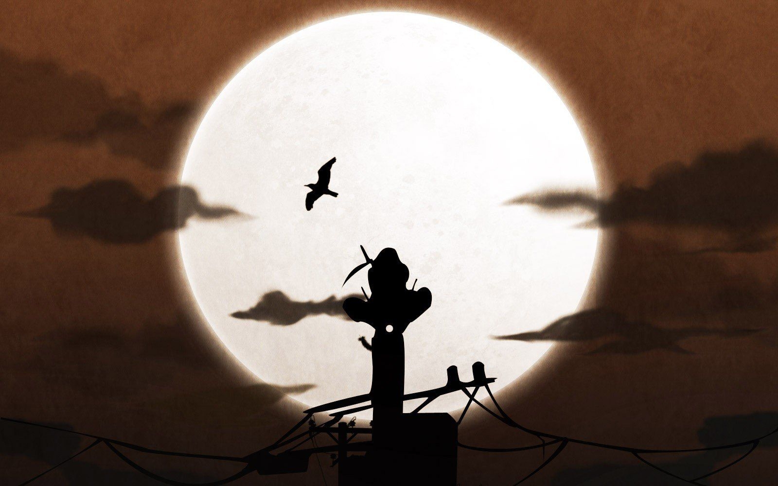 1600x1000 Uchiha Itachi, Silhouette, Moon HD Wallpaper / Desktop and Mobile Image & Photo, Desktop