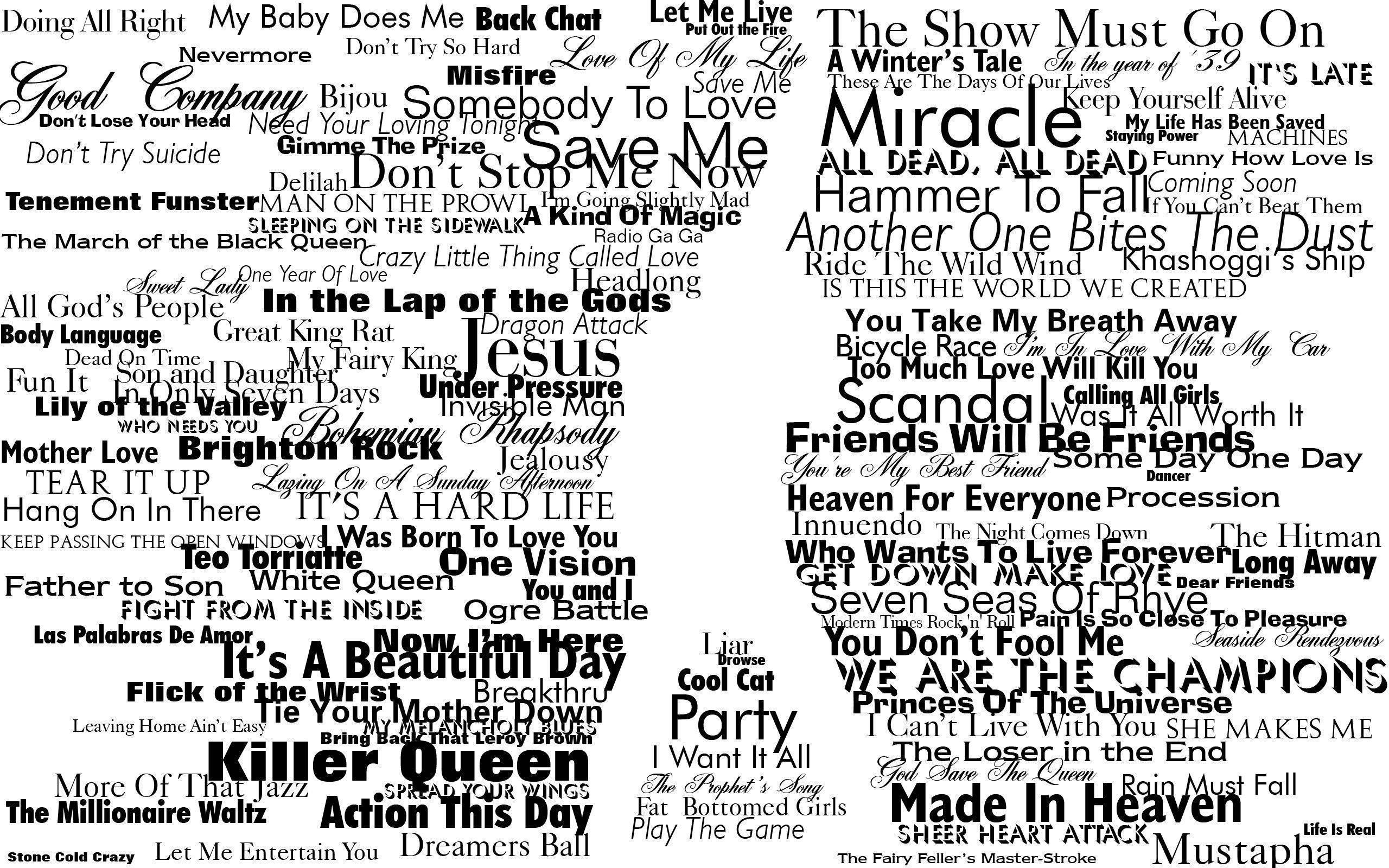 2560x1600 typography, Freddie Mercury, Queen, Silhouette Wallpaper HD, Desktop