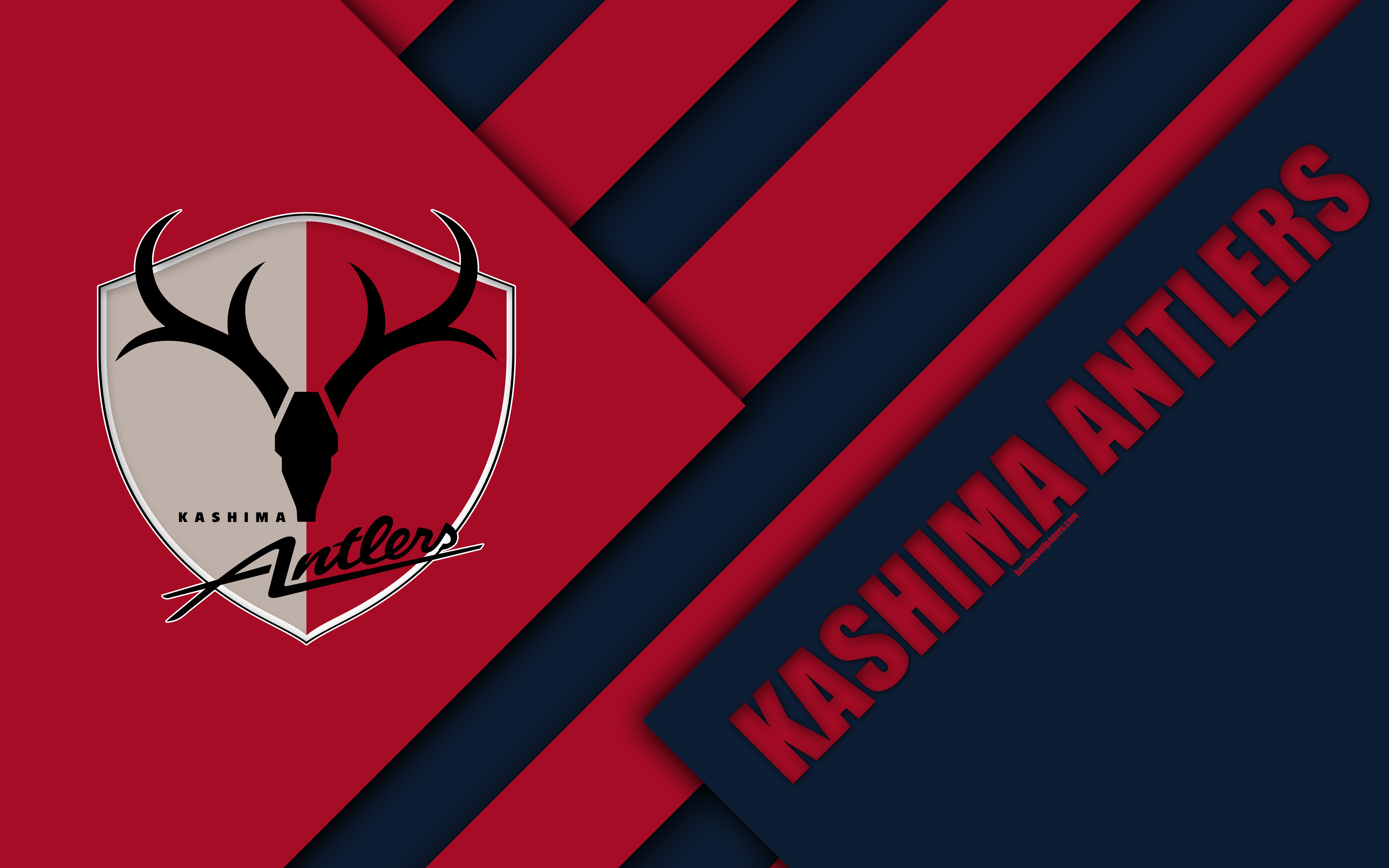 3840x2400 Download wallpaper Kashima Antlers FC, 4k, material design, Desktop