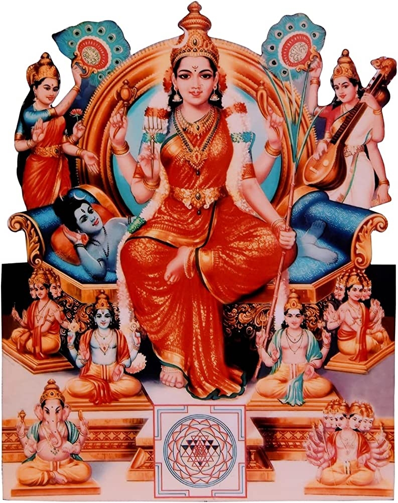 800x1000 Amazon.com - [Big Size] Vils Goddess Sri Lalitha Tripura Sundari Raja Rajeswari Divine Holy Blessing Wood And Plastic Statue Photo Frame Cutout With Back Stand (Size 6.5 Inch X 8 Inch)- Multicolor, Phone