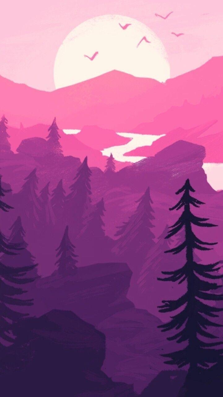 720x1280 For all you Pink Firewatch lovers. Monochromatic art, Landscape, Phone