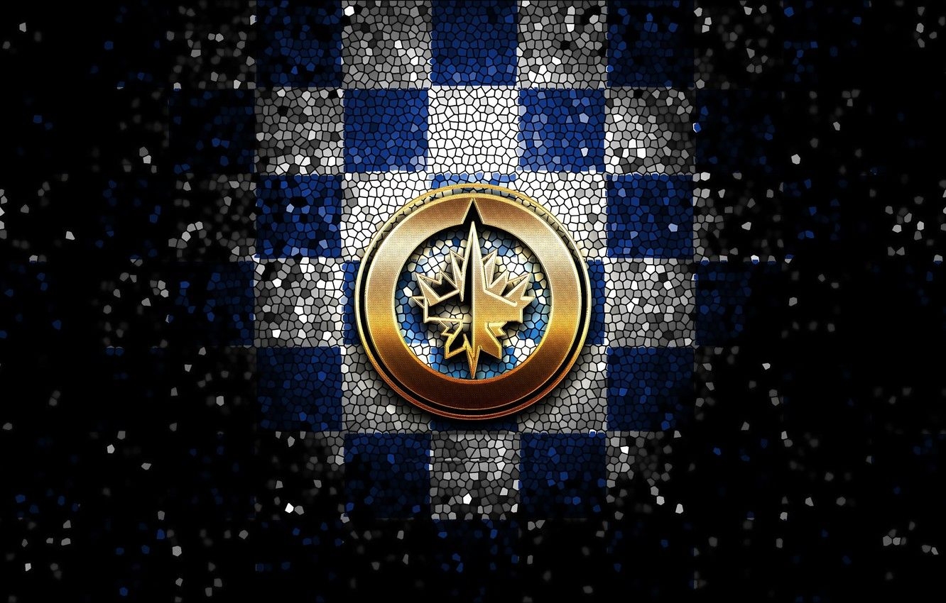 1340x850 Wallpaper wallpaper, sport, logo, NHL, hockey, glitter, checkered, Winnipeg Jets image for desktop, section спорт, Desktop