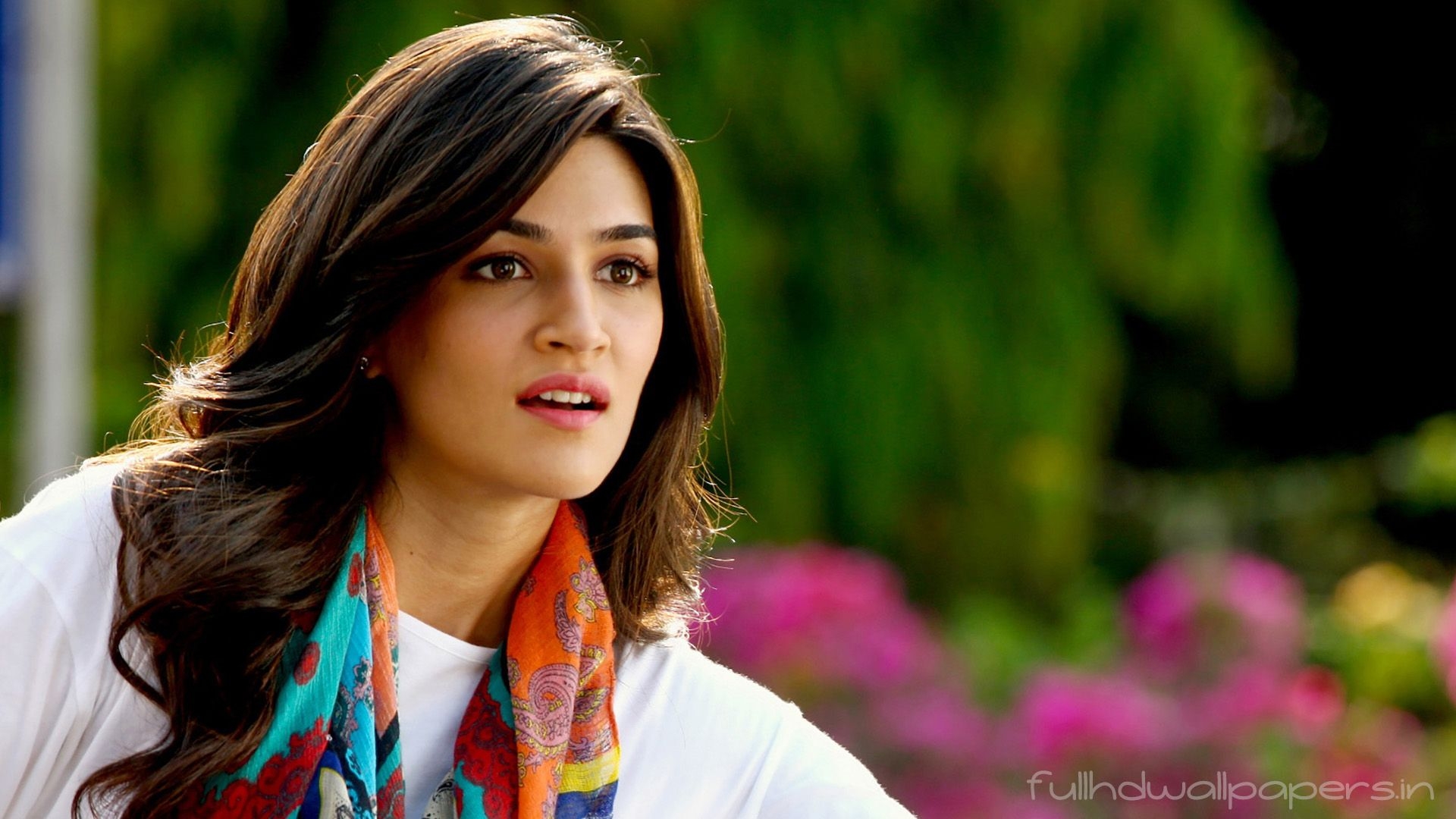 1920x1080 Kriti Sanon Adorable in White with scarf HD Wallpaper, Desktop