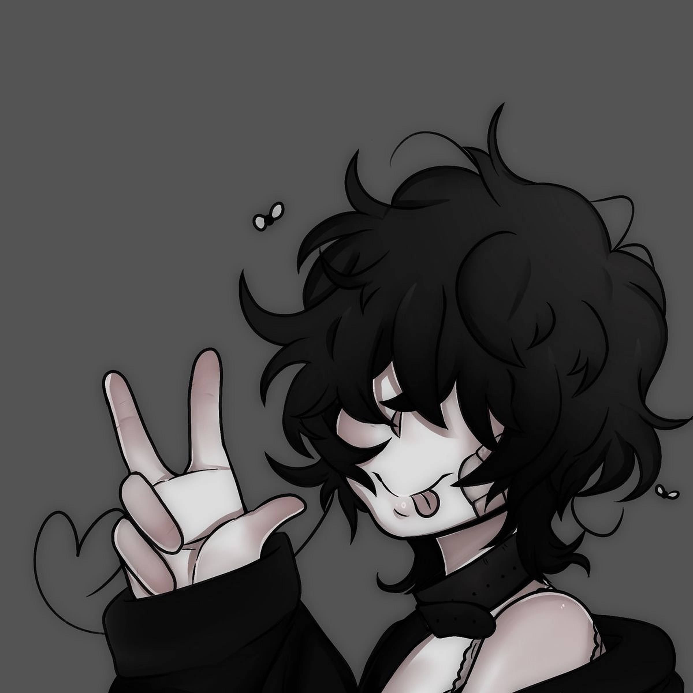 2400x2400 Download Emo Pfp Girl Peace Sign Wallpaper, Phone