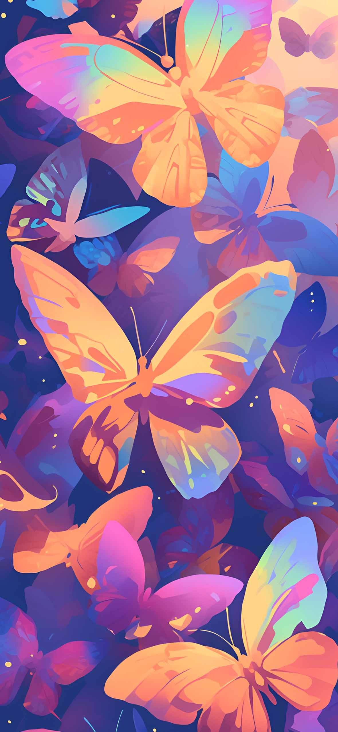 1180x2560 Holographic Butterfly Pattern Y2K, Phone