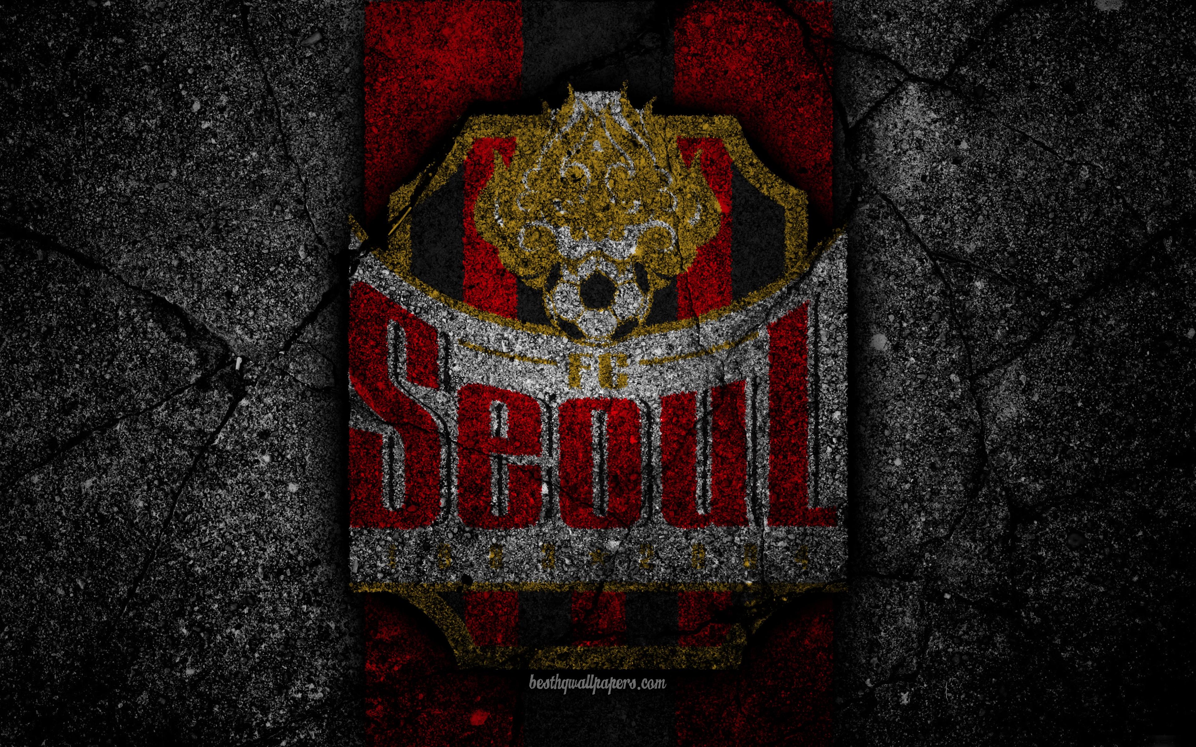 3840x2400 Download Wallpaper Seoul FC, 4k, Logo, K League Classic, Grunge, Desktop