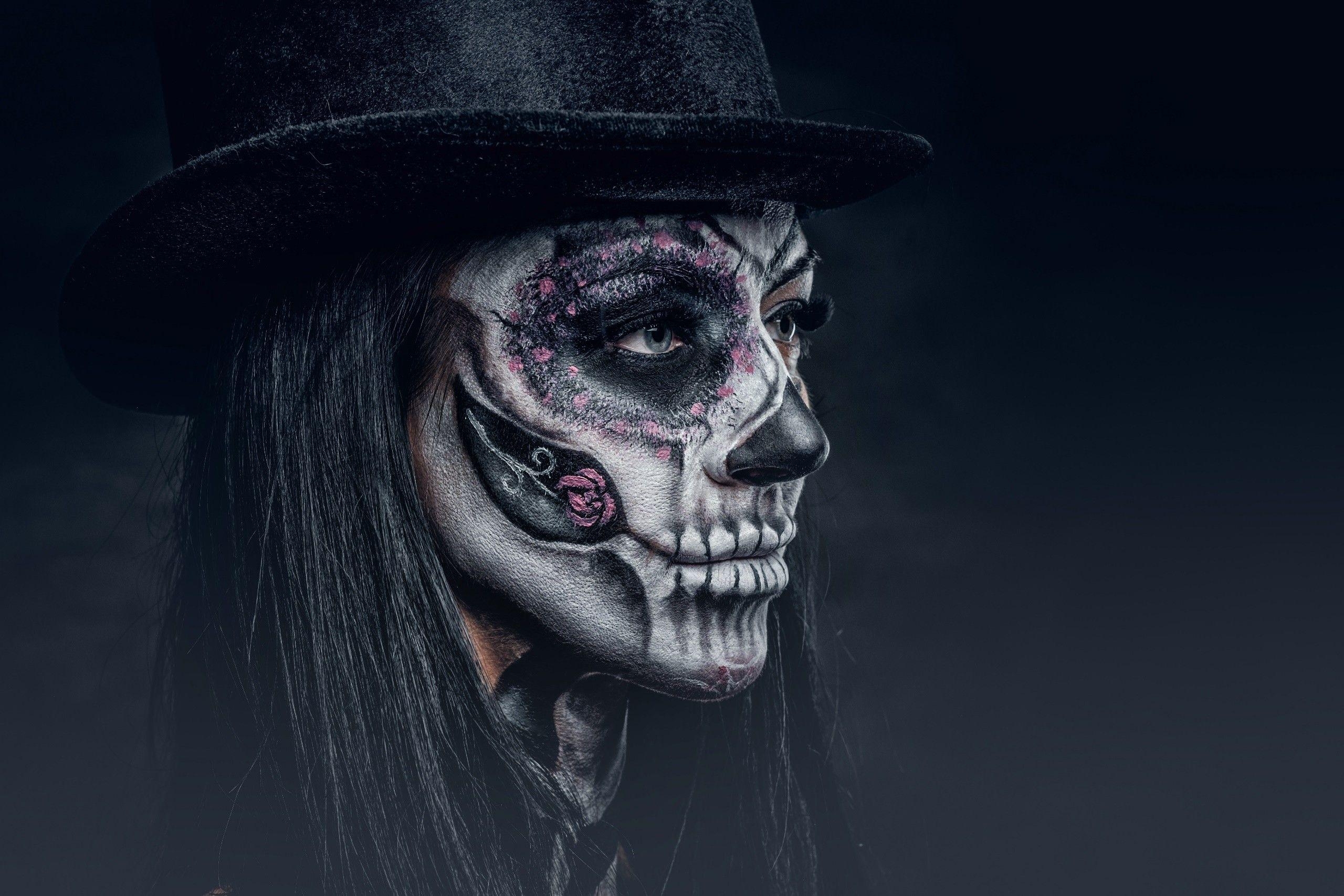 2560x1710 women, #model, #Dia de los Muertos, #makeup. Wallpaper No. 453569, Desktop