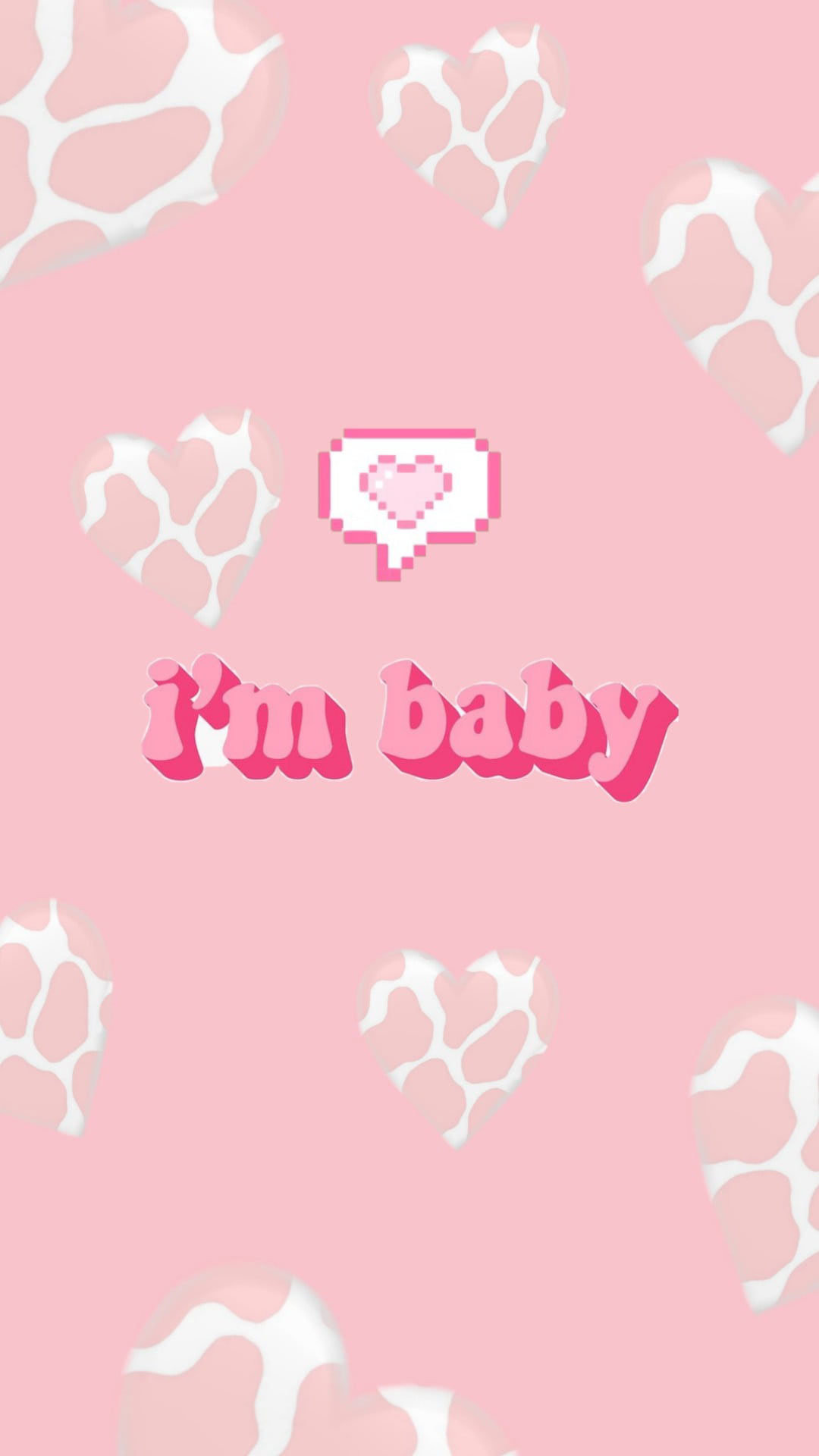 1080x1920 Wallpaper Aesthetic, Cow, Cowprint, Happy, Heart, Im Baby, Love, Pink • Wallpaper For You, Phone