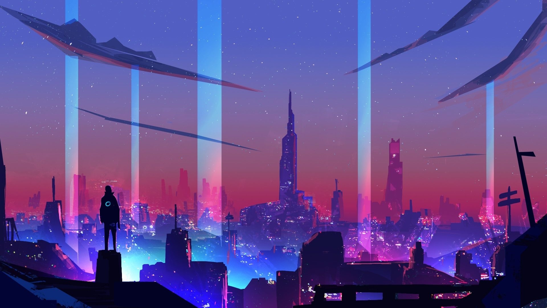 1920x1080 Neon Wave Futuristic City Wallpaper, HD Artist 4K Wallpaper, Desktop