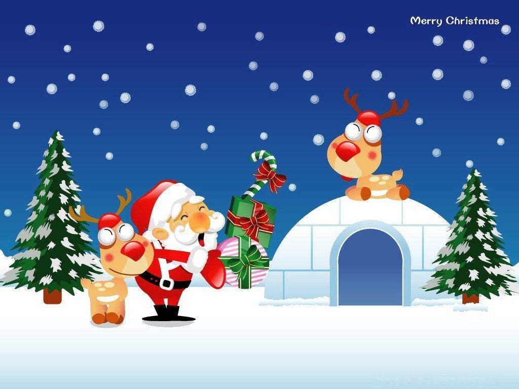 1030x770 Christmas Wallpaper Cartoon, Desktop