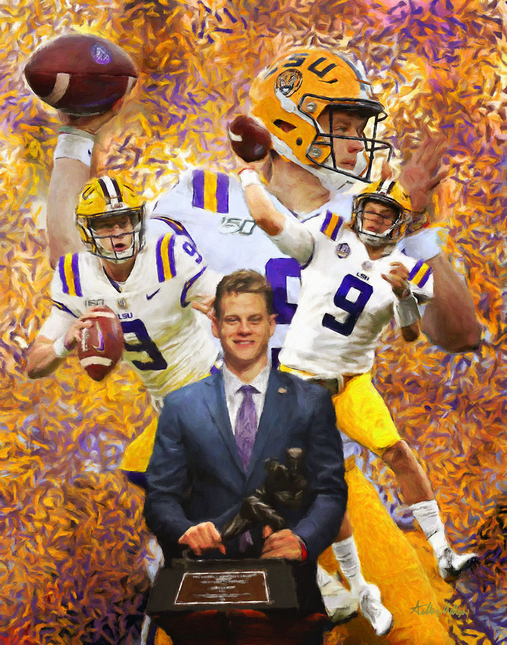 1000x1280 LSU Tigers Joe Burrow Heisman Trophy NCAA College Football Field 8x10 to 48x36 photo 1260, Phone