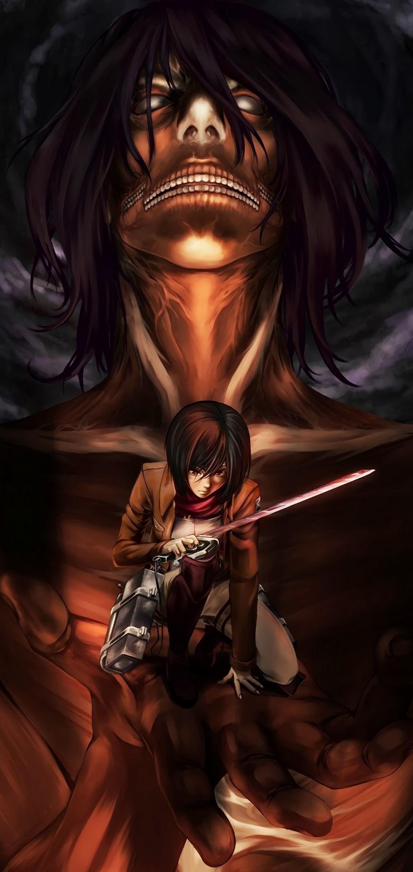 1440x3040 Mikasa Attack Titan Attack on Titan 4K Wallpaper, Phone