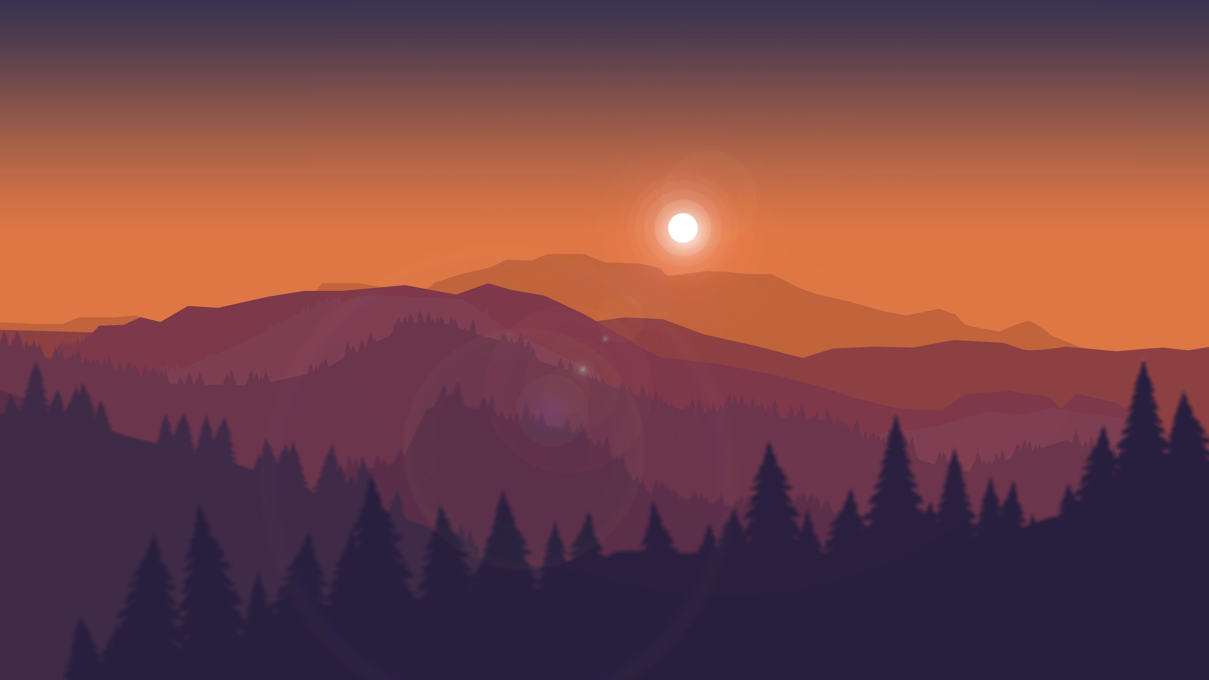 3840x2160 Sunset Minimal Landscape 4K Wallpaper, Desktop