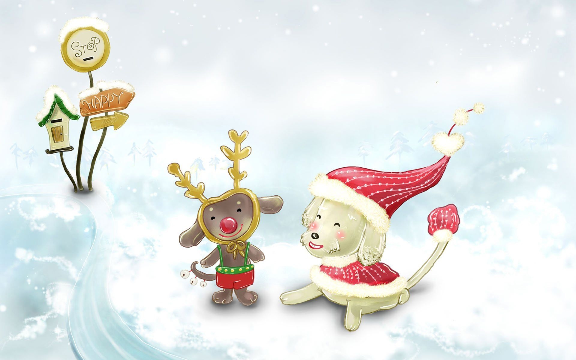 1920x1200 Cute Christmas Cartoon Wallpaper, Desktop