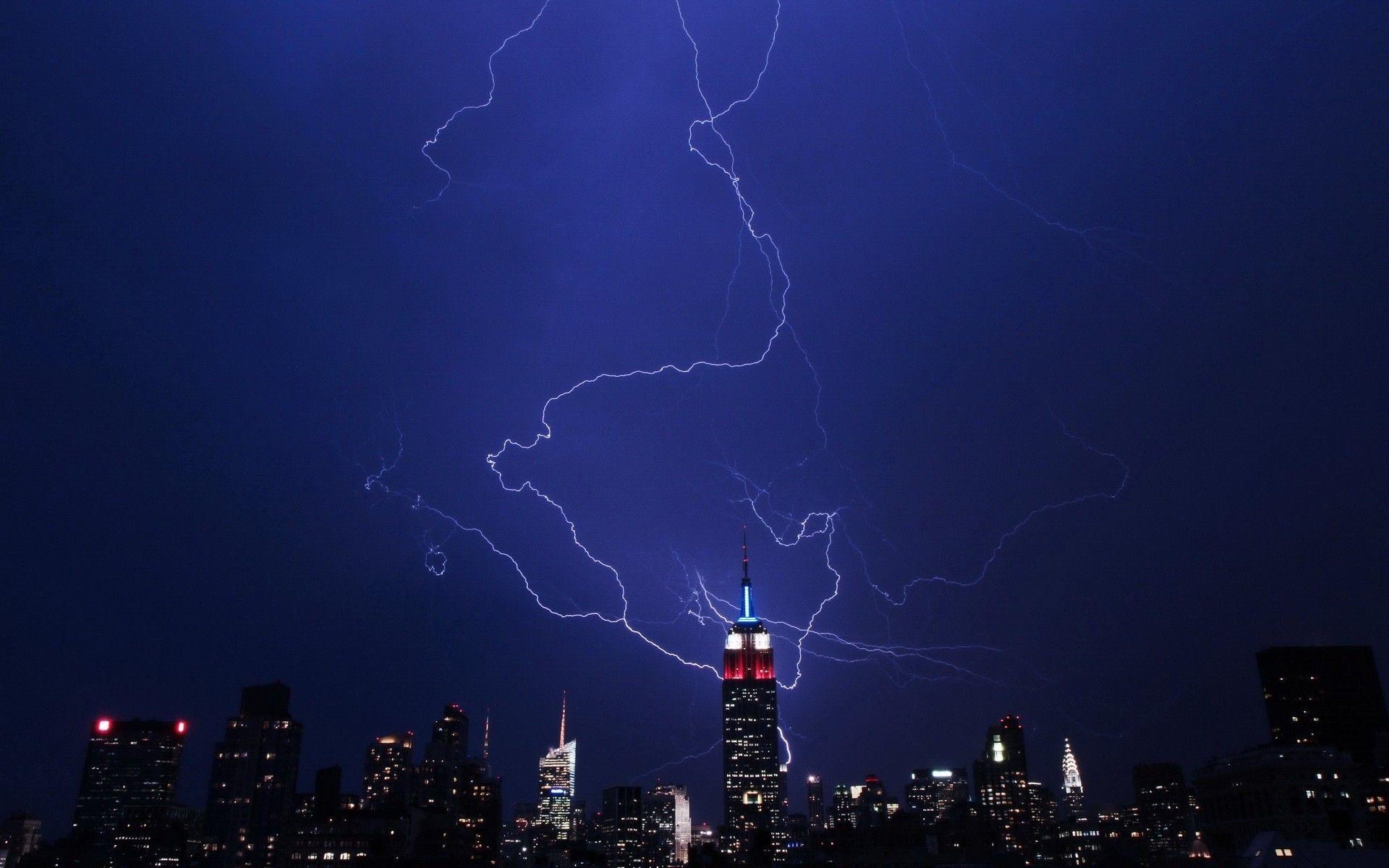 1920x1200 Storm empire state building lightning bolts wallpaper, Desktop