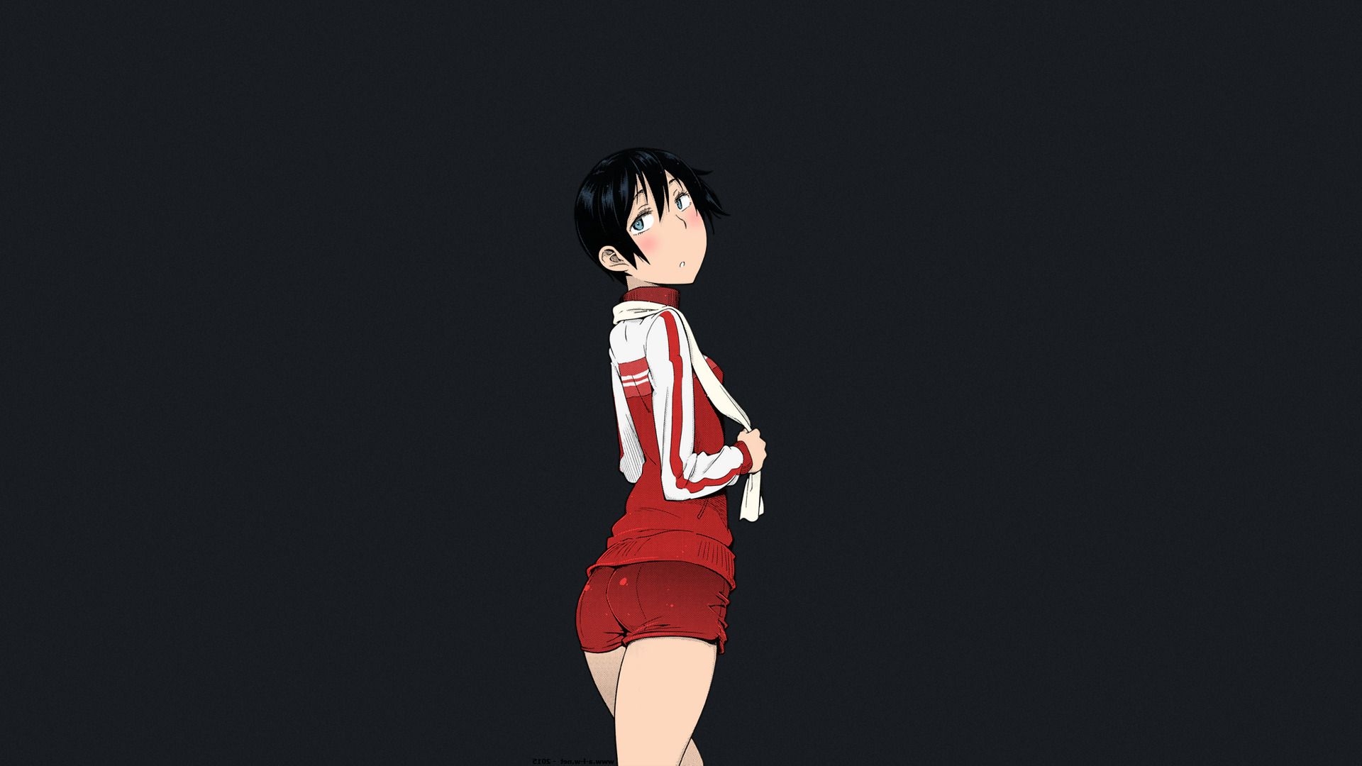 1920x1080  toruneko short hair black hair blue eyes gym, Desktop