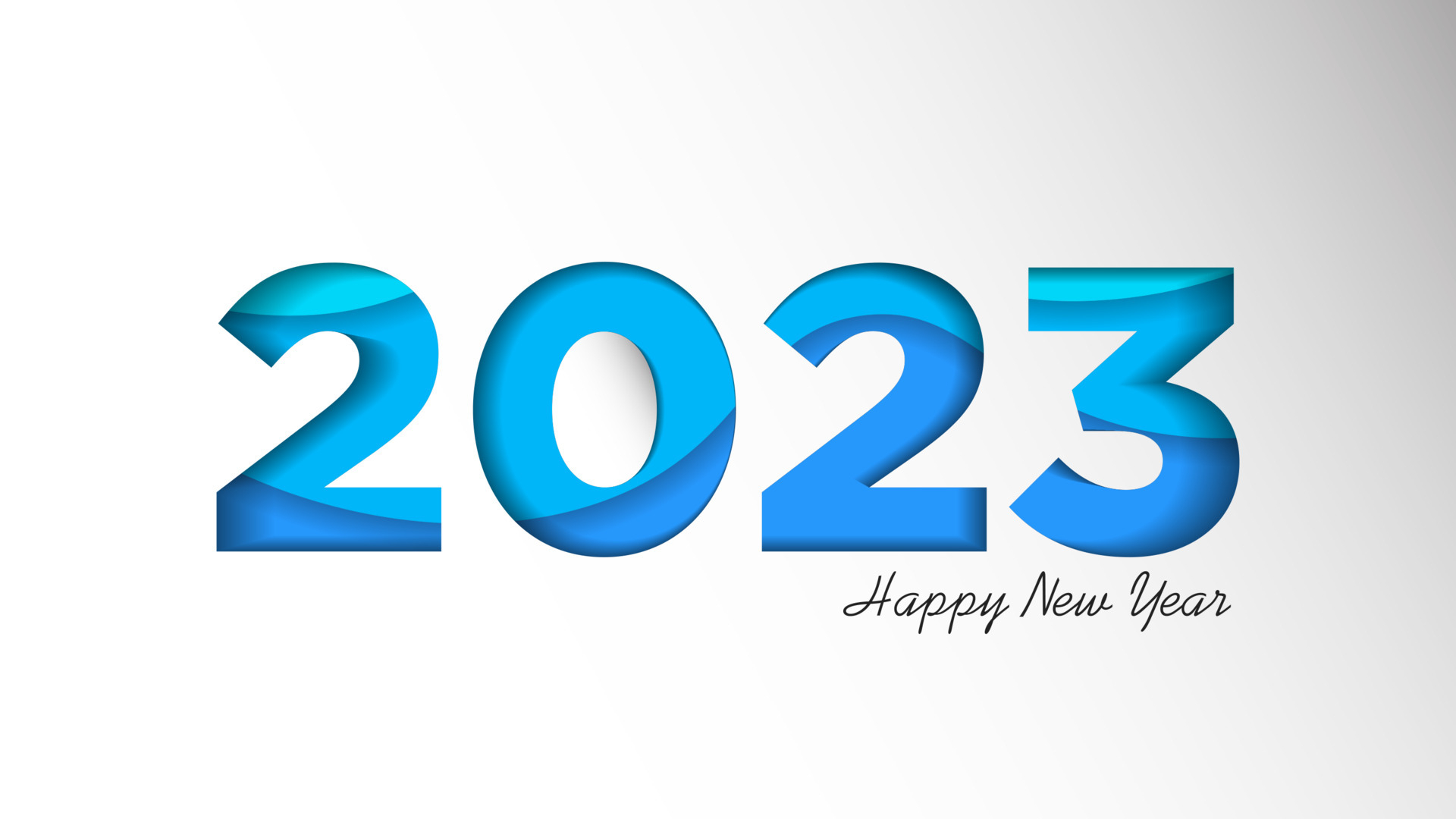 1920x1080 Happy New Year 2023 Background. Holiday Vector Illustration of Paper Cut Numbers 2023. 2023 Paper Cut Background Festive Poster or Banner Design, Desktop