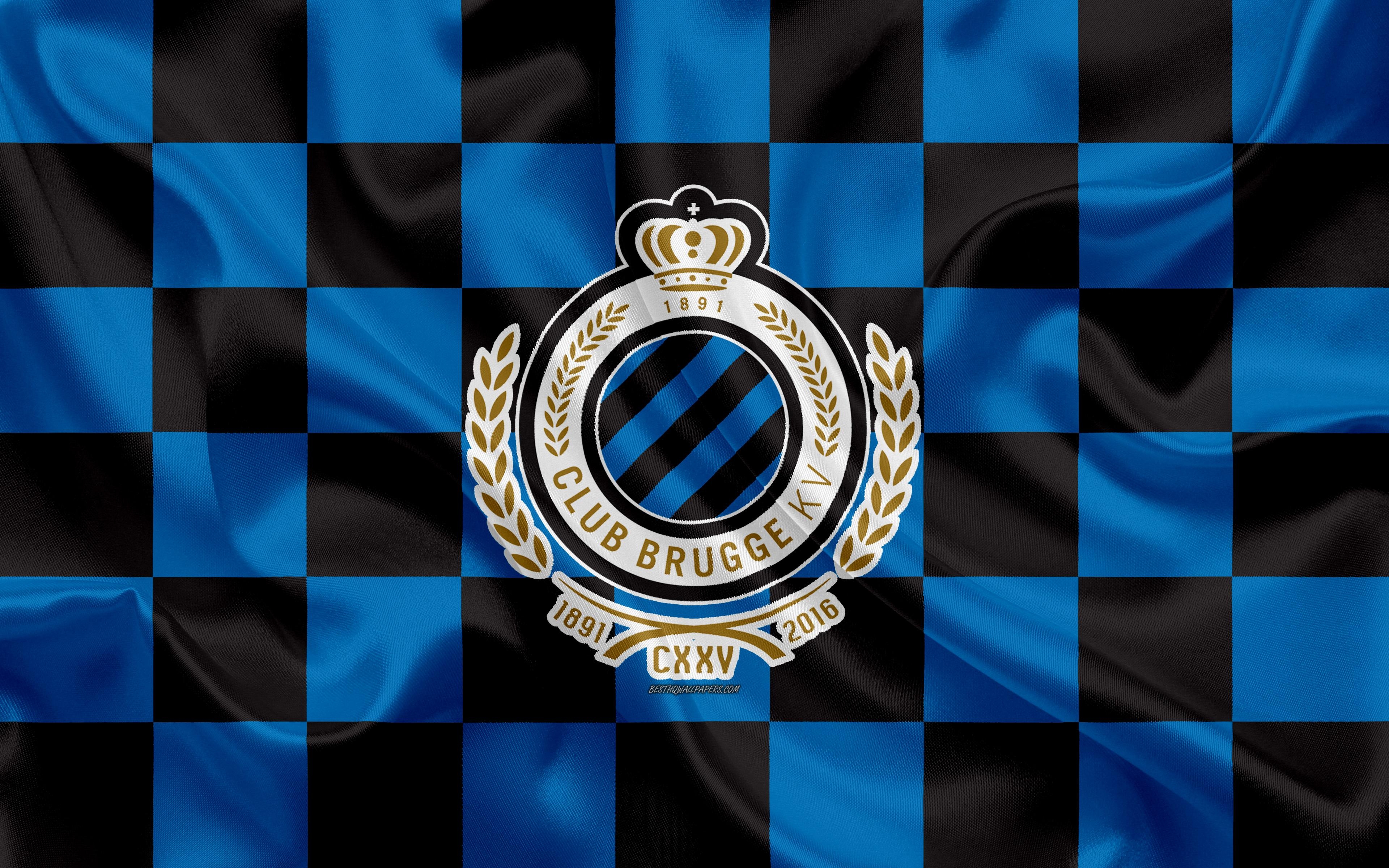 3840x2400 Download wallpaper Club Brugge KV, 4k, logo, creative art, blue, Desktop