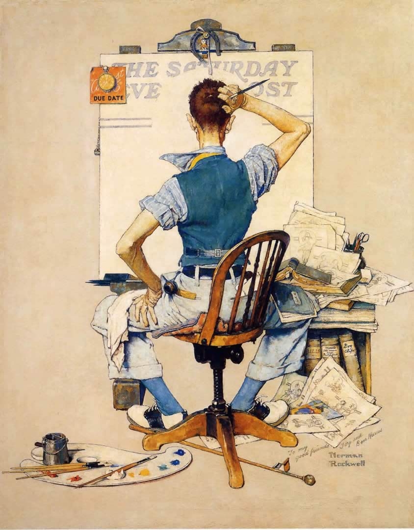 850x1080 Artist Facing Blank Canvas Rockwell Wallpaper Image, Phone