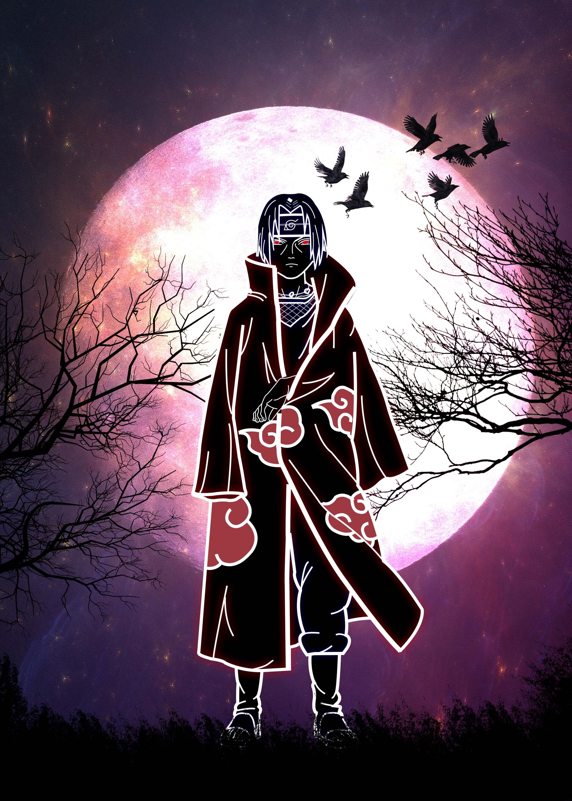 1920x2690 Red Moon Itachi, Phone