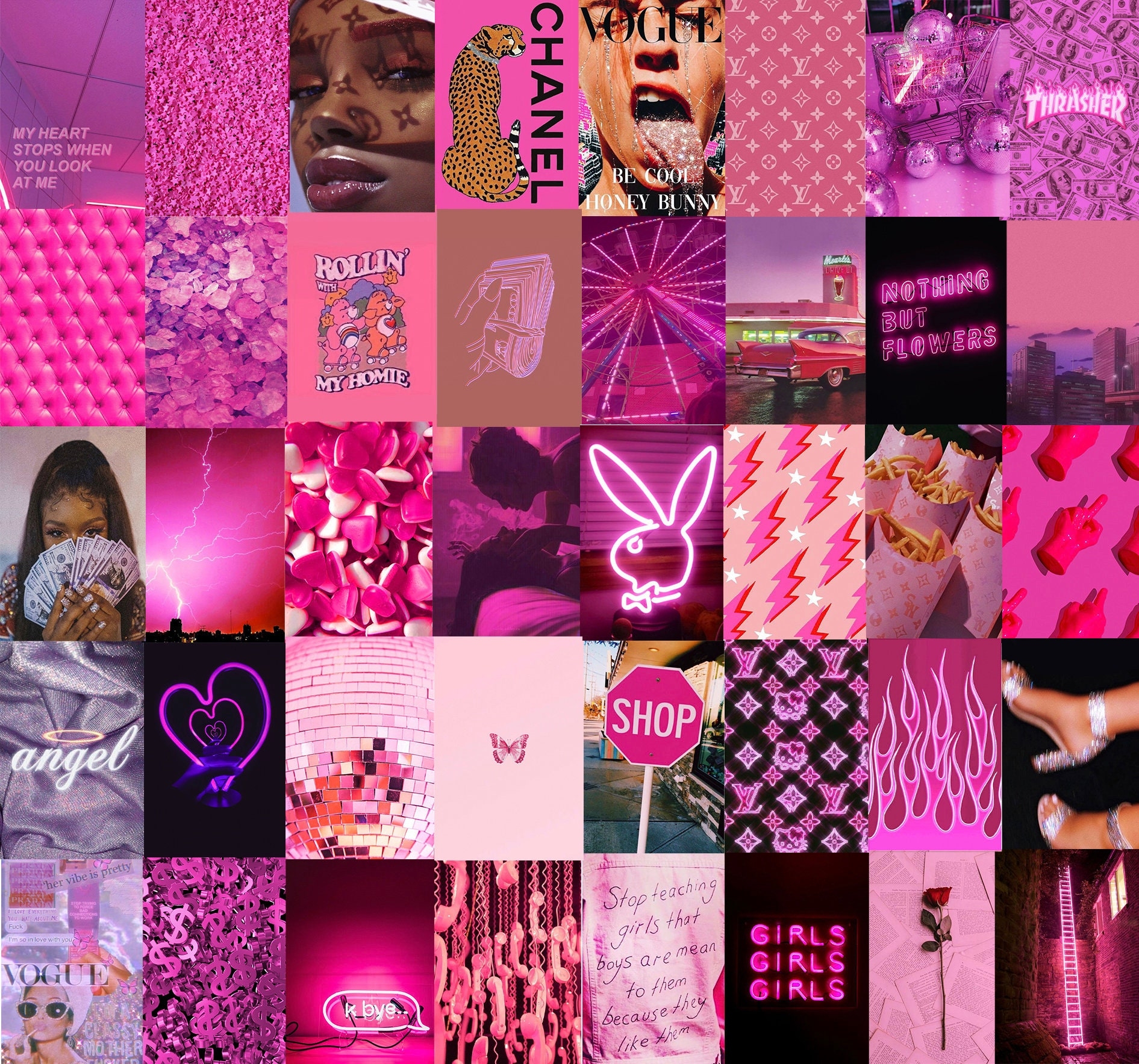 1900x1770 Neon Pink Colors Wall Collage Kit, Desktop