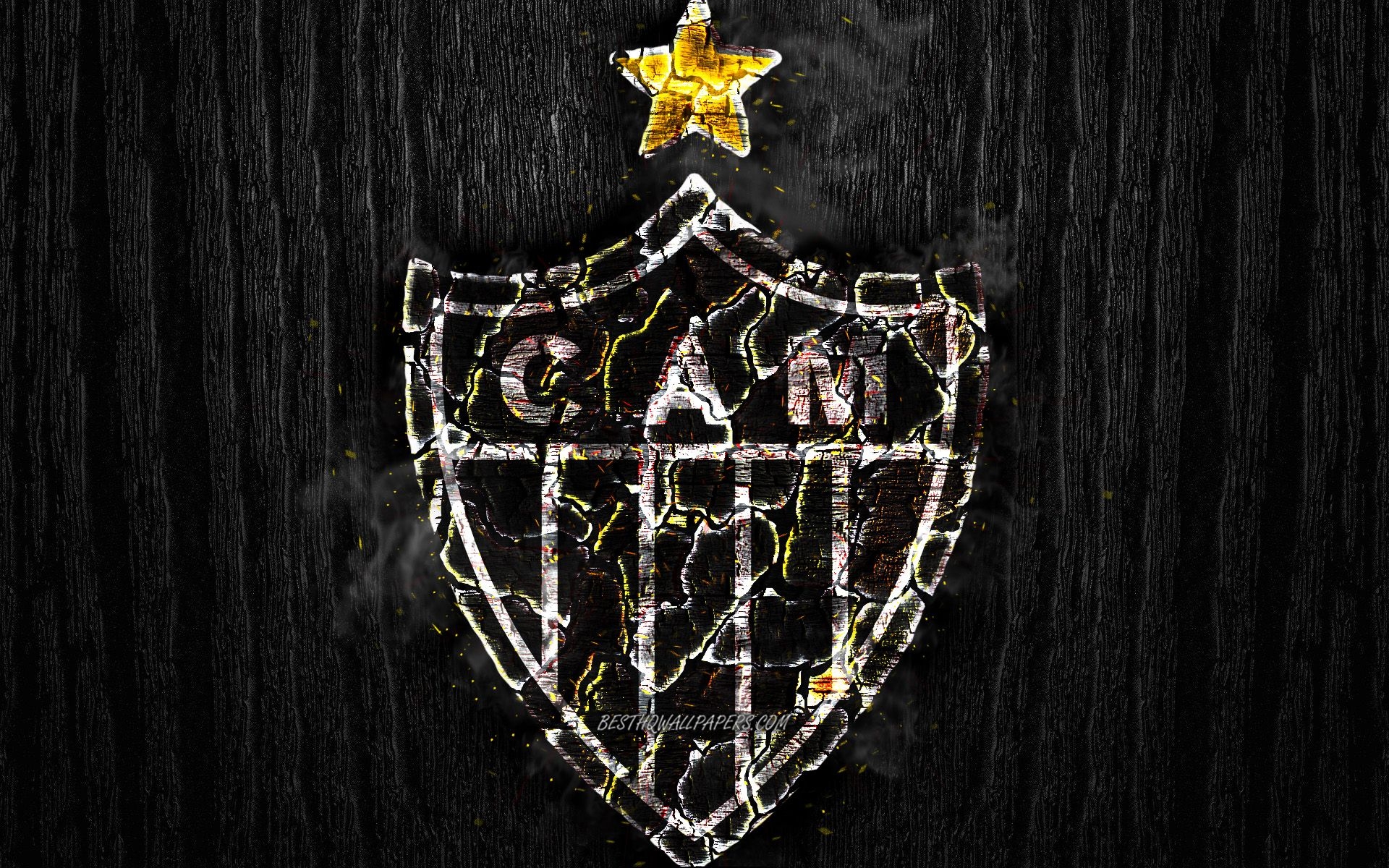 1920x1200 Download wallpaper Atletico Mineiro FC, scorched logo, Brazilian, Desktop