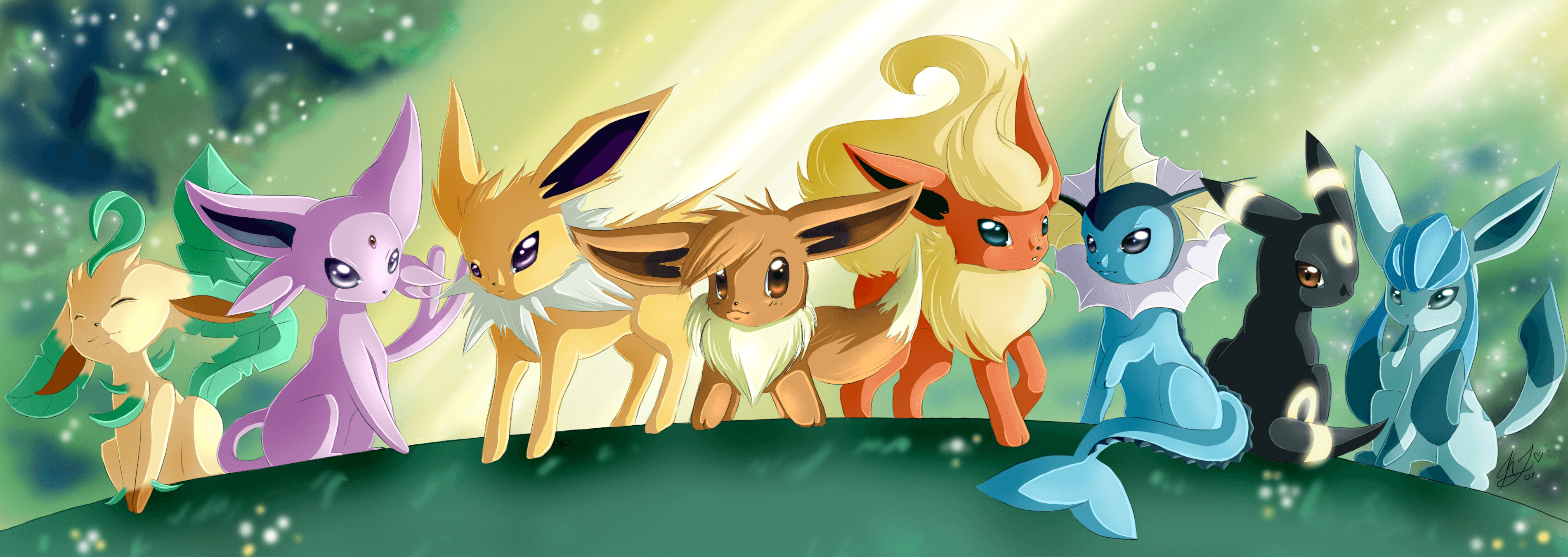 3800x1350 Leafeon (Pokémon) HD Wallpaper and Background Image, Dual Screen