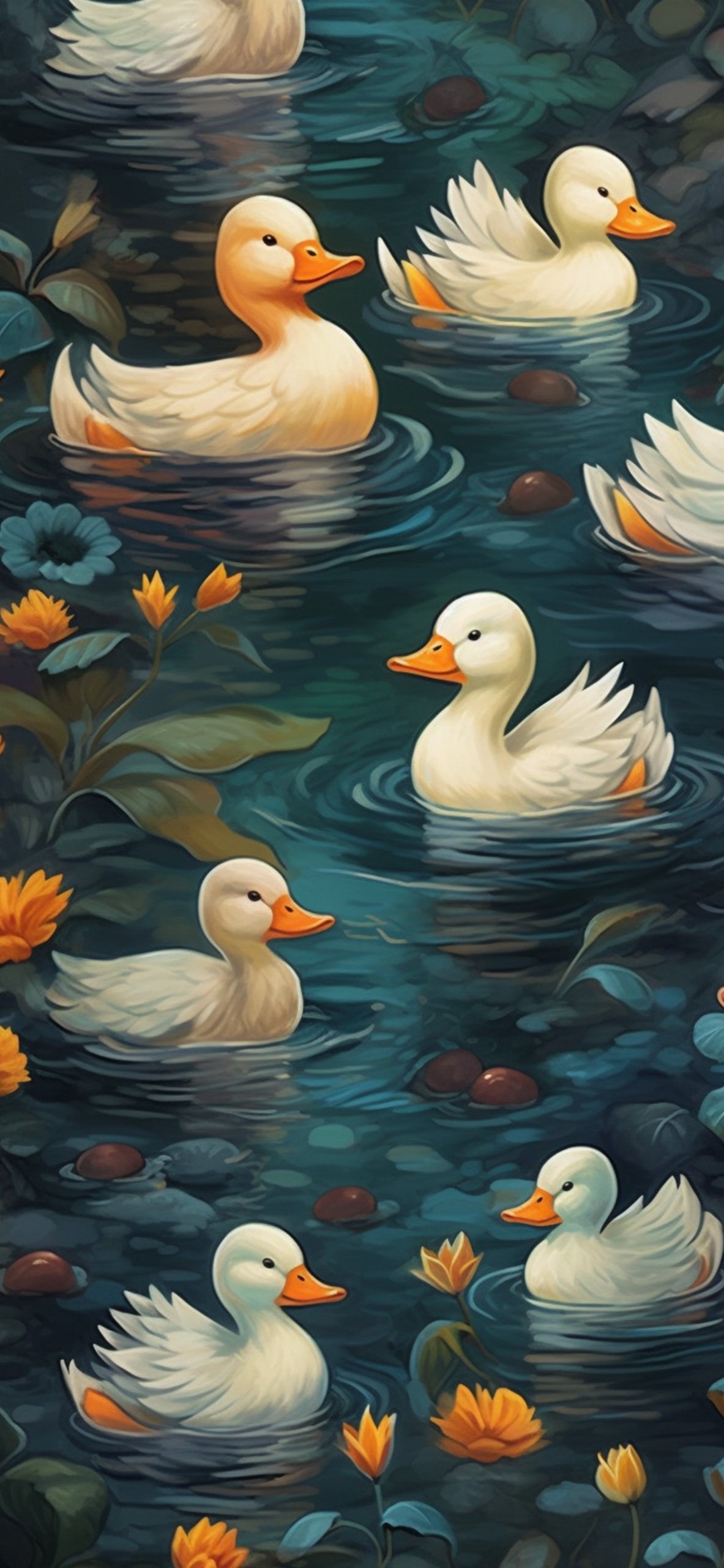 1190x2560 Baby Ducks in the Pond Wallpaper Wallpaper for iPhone, Phone