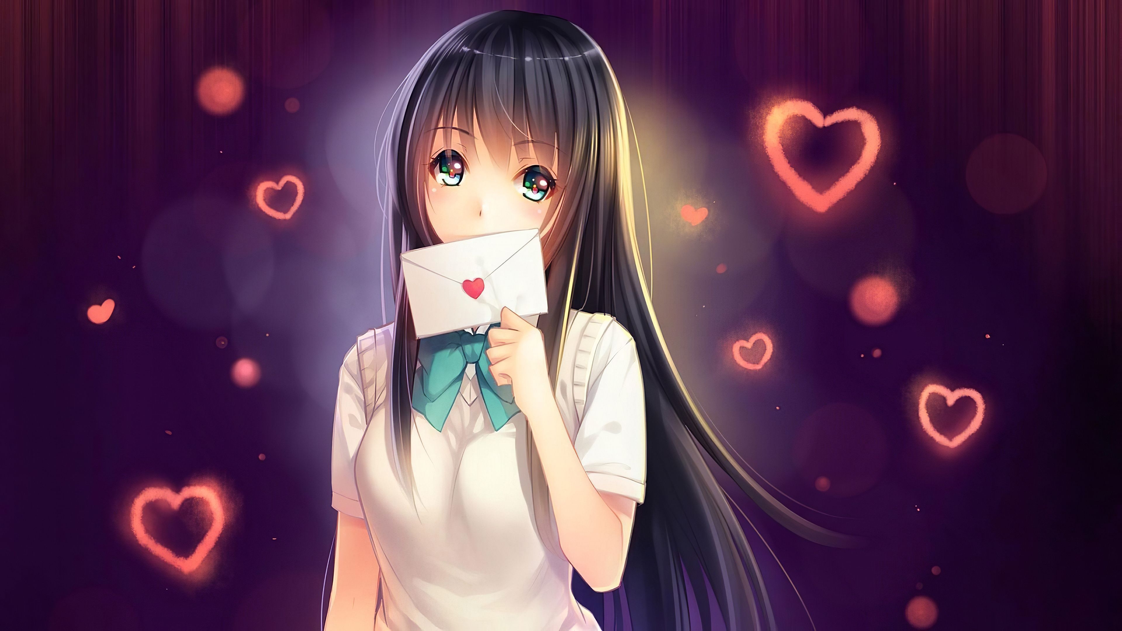 3840x2160 Anime Girl In Love With Love Letter, HD Anime, 4k Wallpaper, Desktop