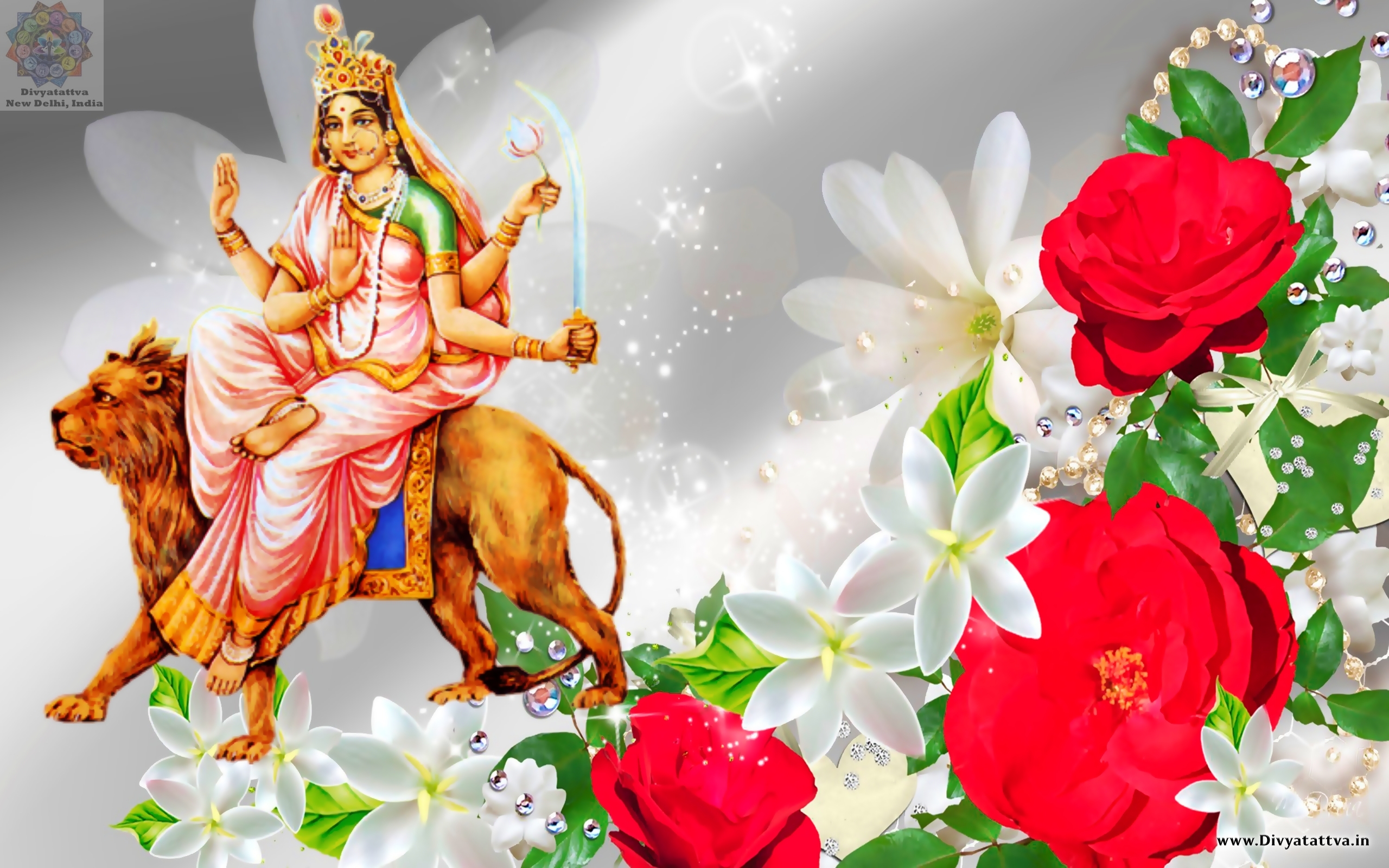 2560x1600 Hindu Tantra Goddess Katyayani Devi 4K HD Wallpaper With Mantra, Desktop