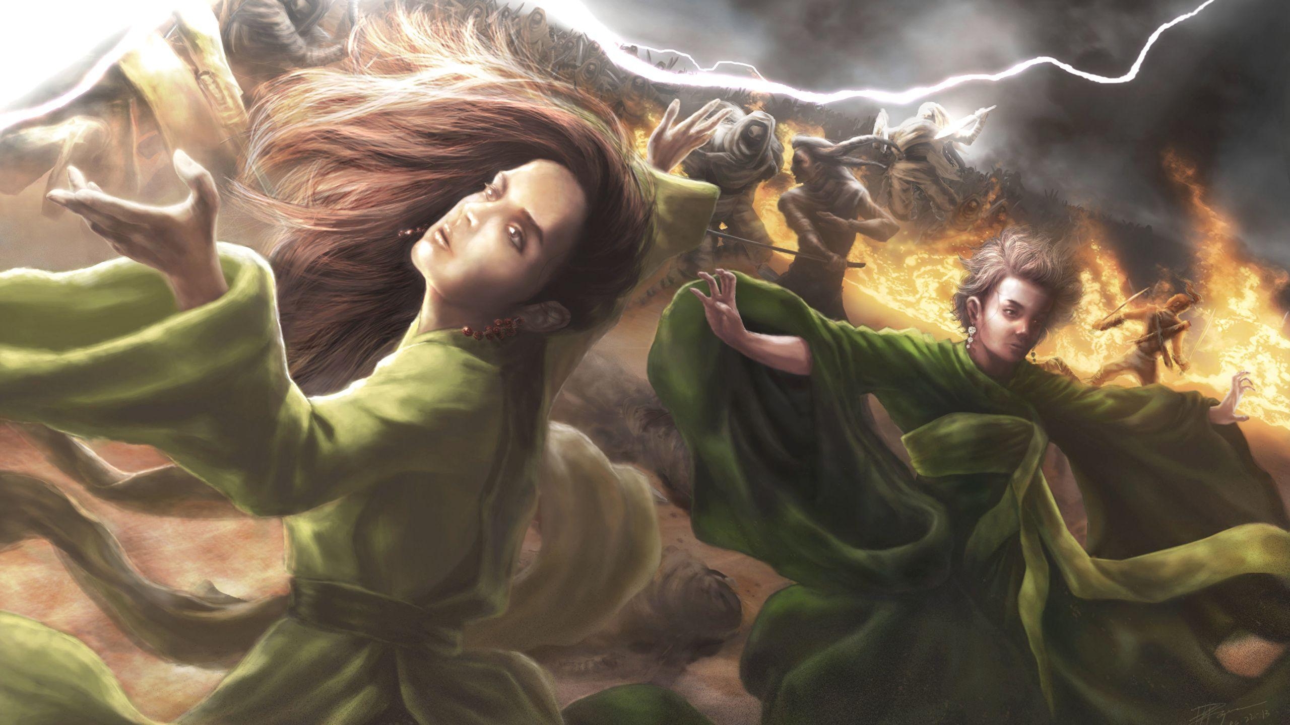 2560x1440 Wallpaper Illustrations to books The Wheel of Time Girls, Desktop