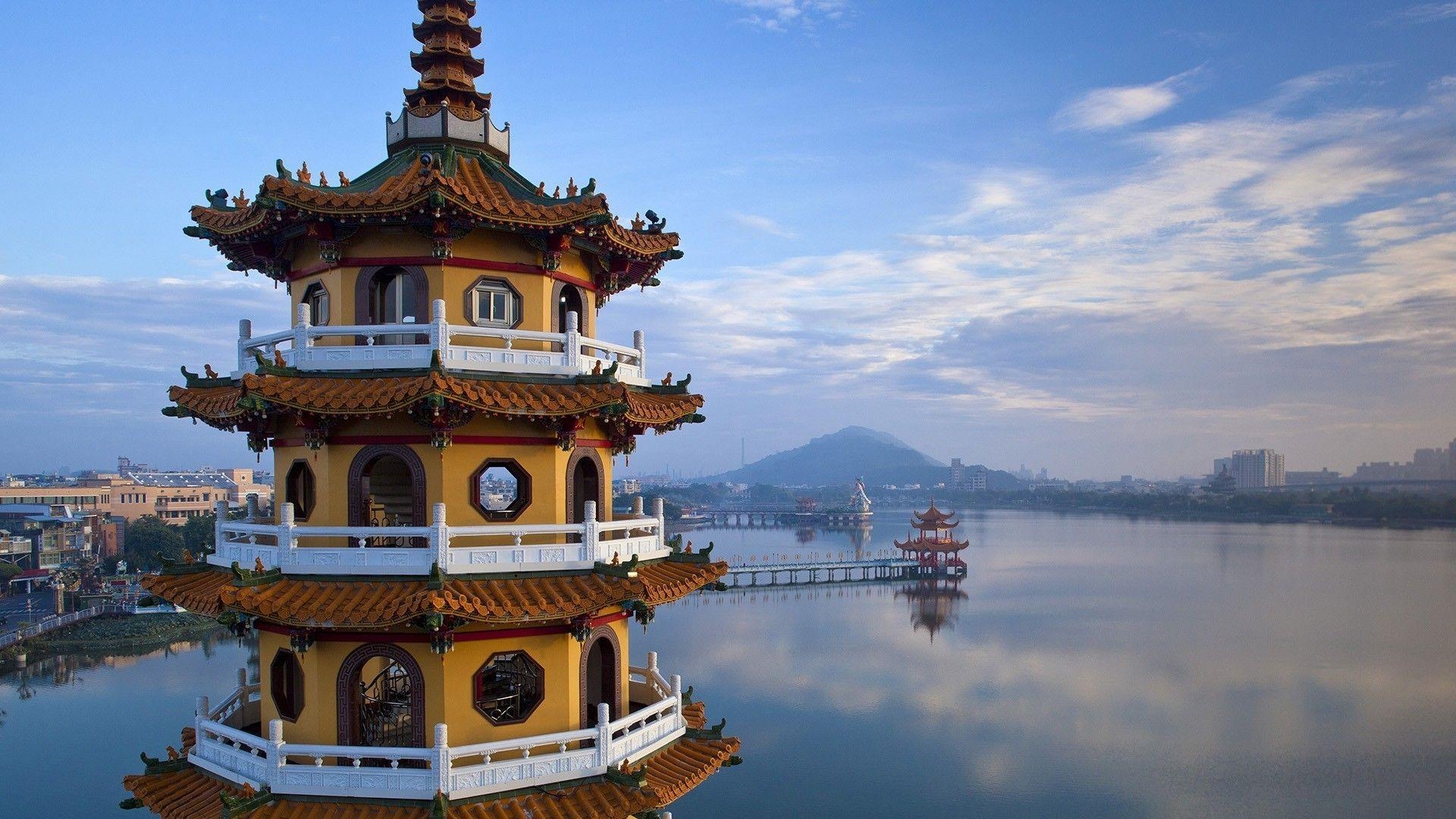 1920x1080 Beautiful gazebo on the water, Taiwan wallpaper and image, Desktop