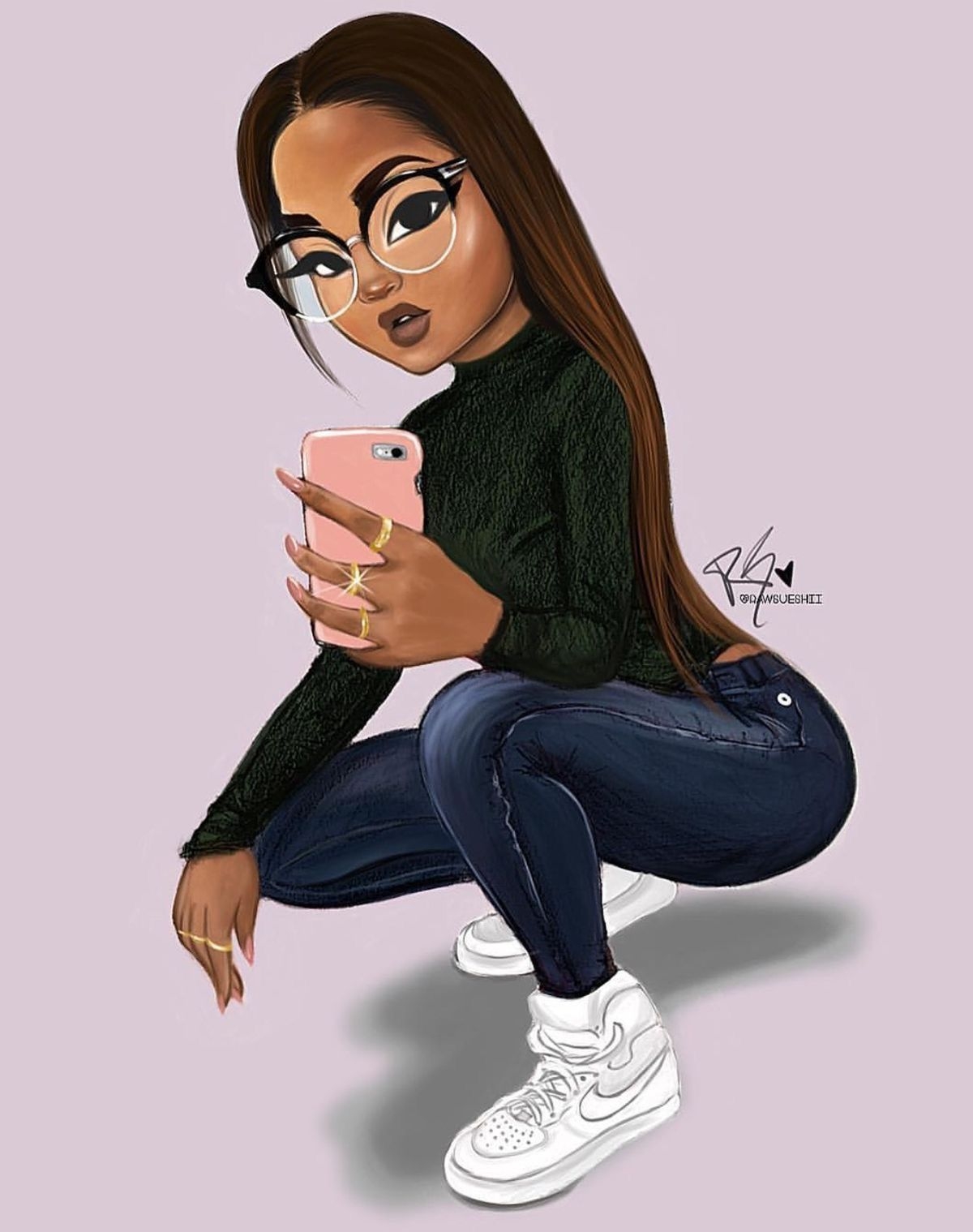 1200x1520 Aesthetic Black Girl Cartoon Wallpaper Wallpaper Portal, Phone